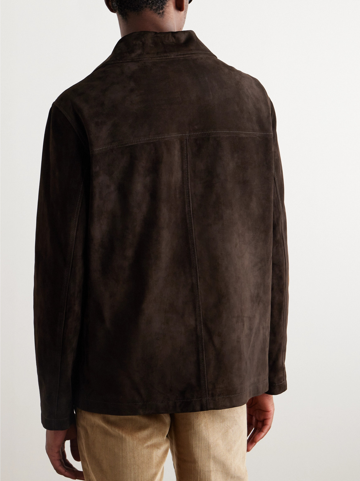 Shop Loro Piana Suede Jacket In Brown