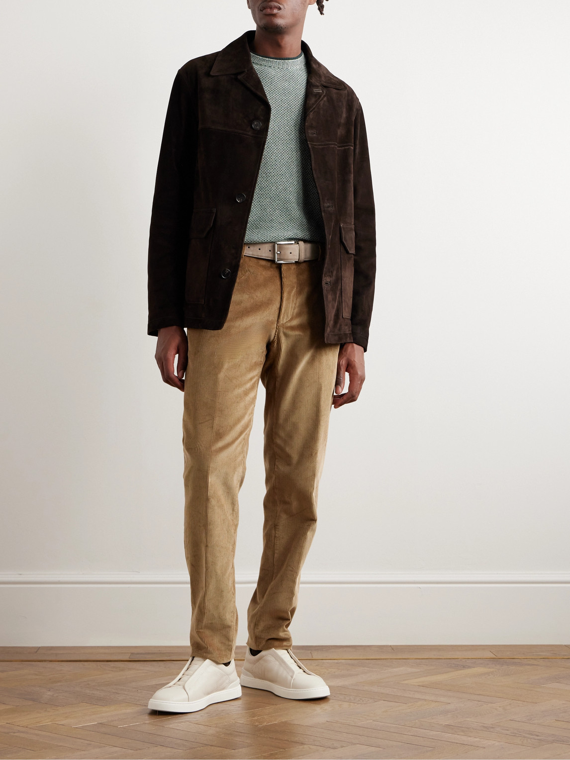 Shop Loro Piana Suede Jacket In Brown