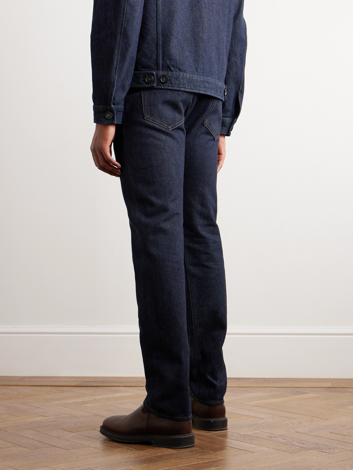 Shop Loro Piana Straight-leg Cotton And Cashmere-blend Jeans In Blue