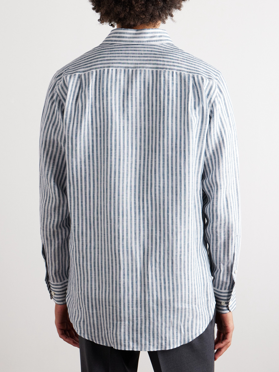 Loro Piana André Striped Linen Shirt In Blue