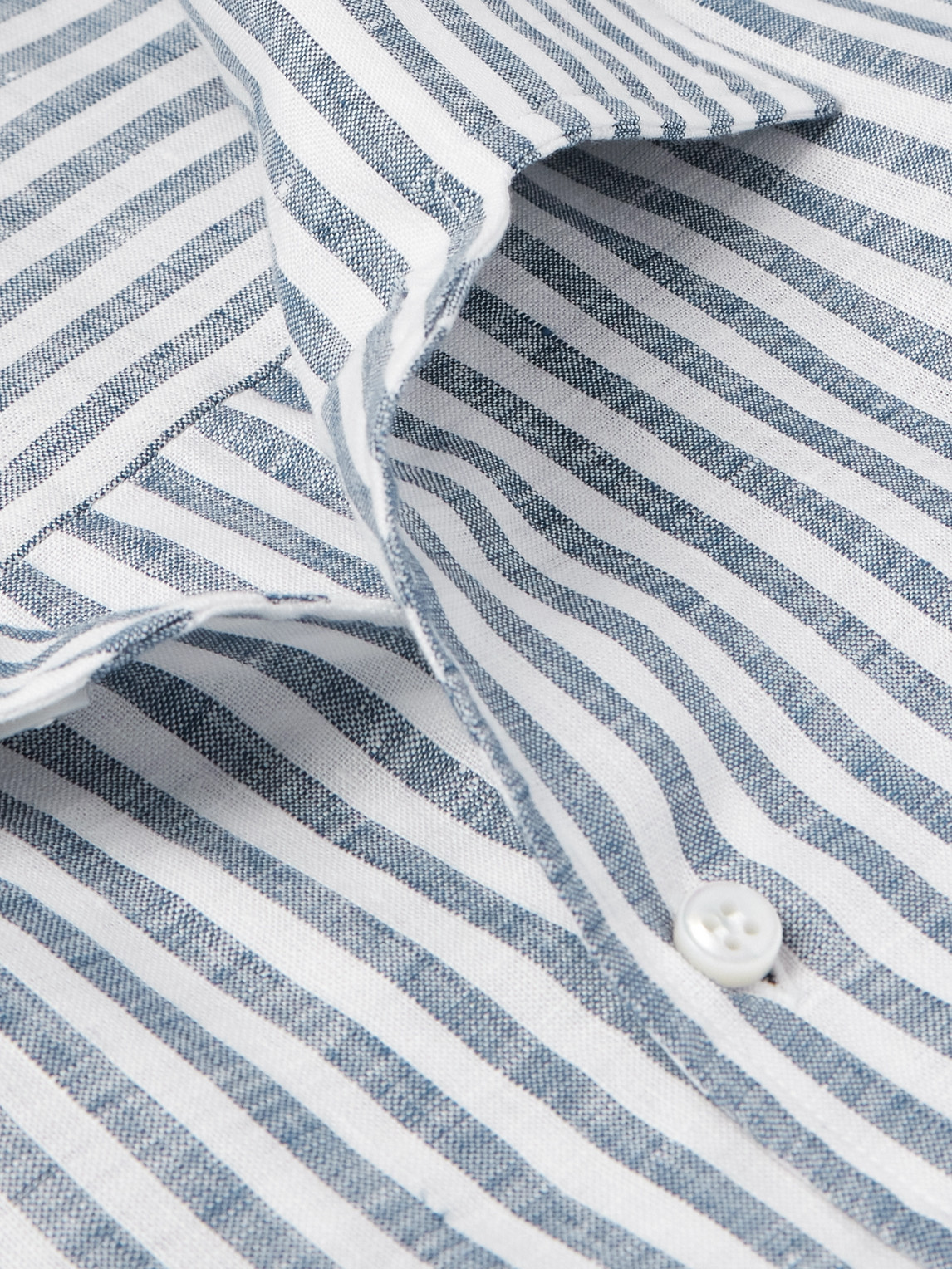 Loro Piana André Striped Linen Shirt In Blue