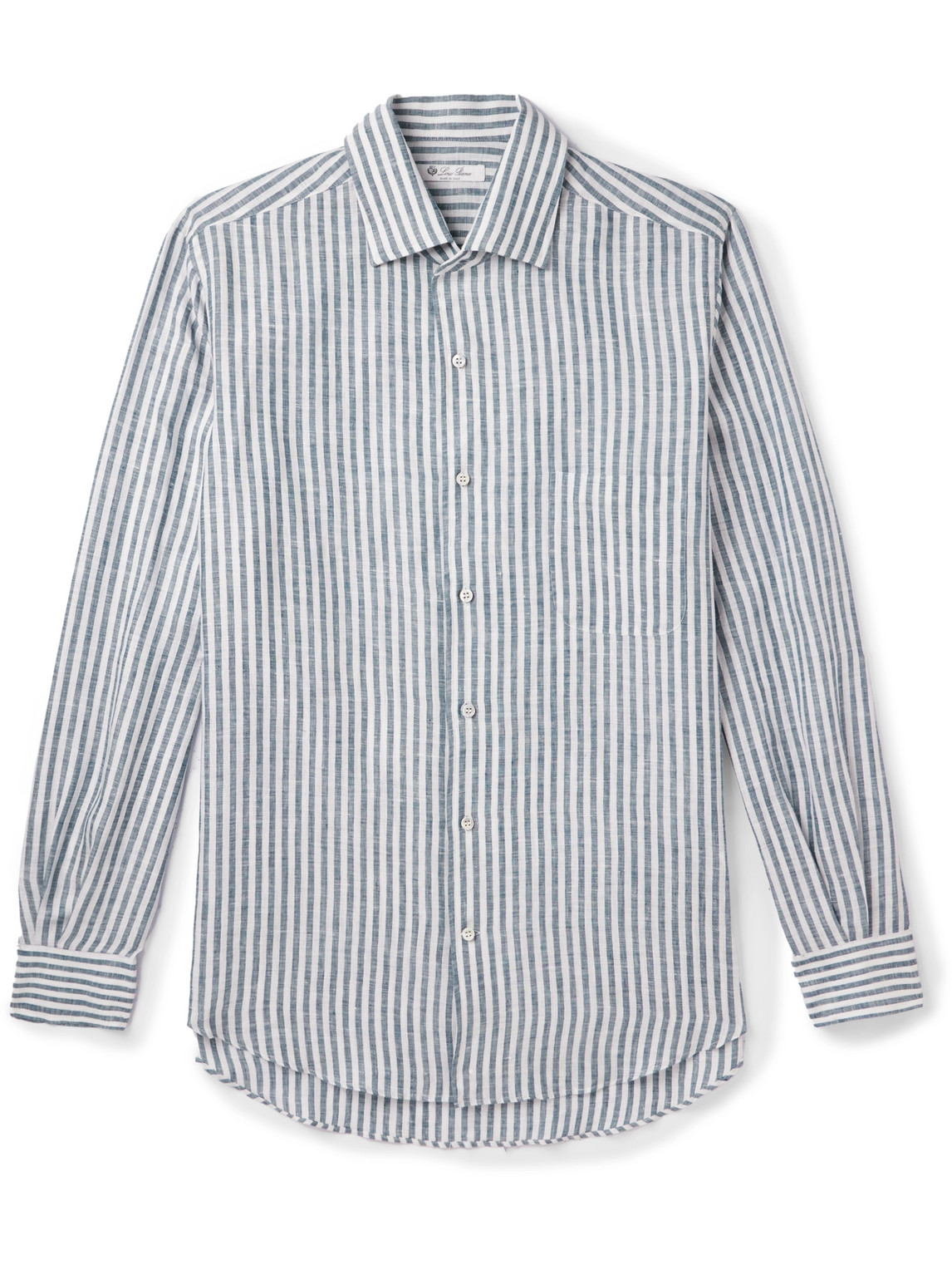 Loro Piana André Striped Linen Shirt In Blue