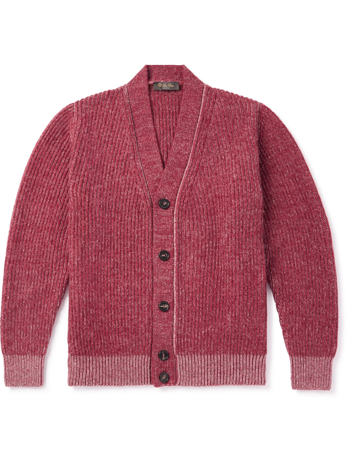 Loro Piana Sey Ribbed Cashmere And Silk-blend Cardigan In Red