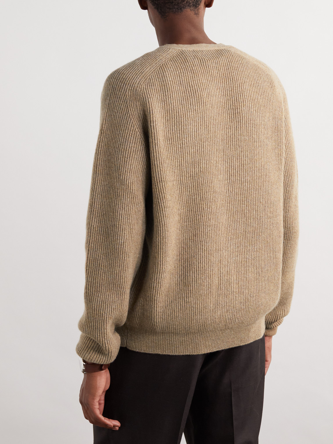 Shop Loro Piana Ribbed Cashmere Sweater In Brown