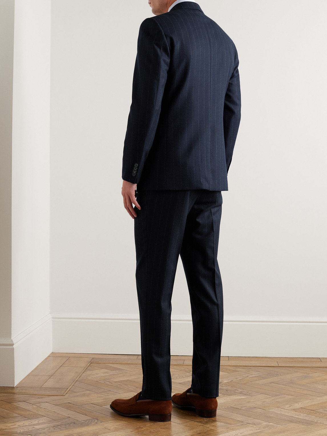 Shop Loro Piana Pinstriped Wish® Virgin Wool And Cashmere-blend Suit In Blue