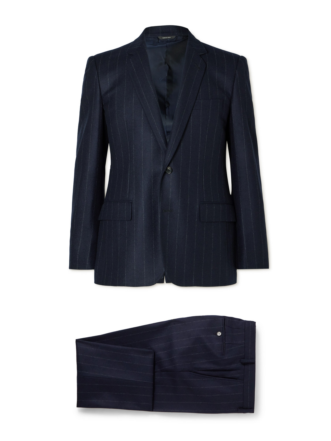 Loro Piana Pinstriped Wish® Virgin Wool And Cashmere-blend Suit In Blue