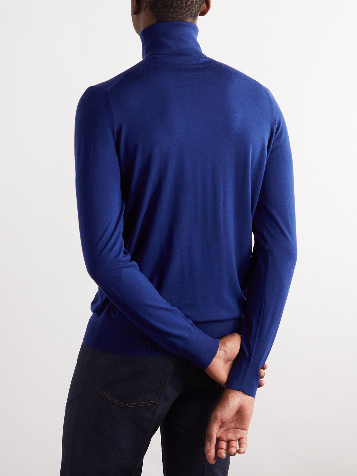 Shop Loro Piana Wish® Virgin Wool Rollneck Sweater In Blue