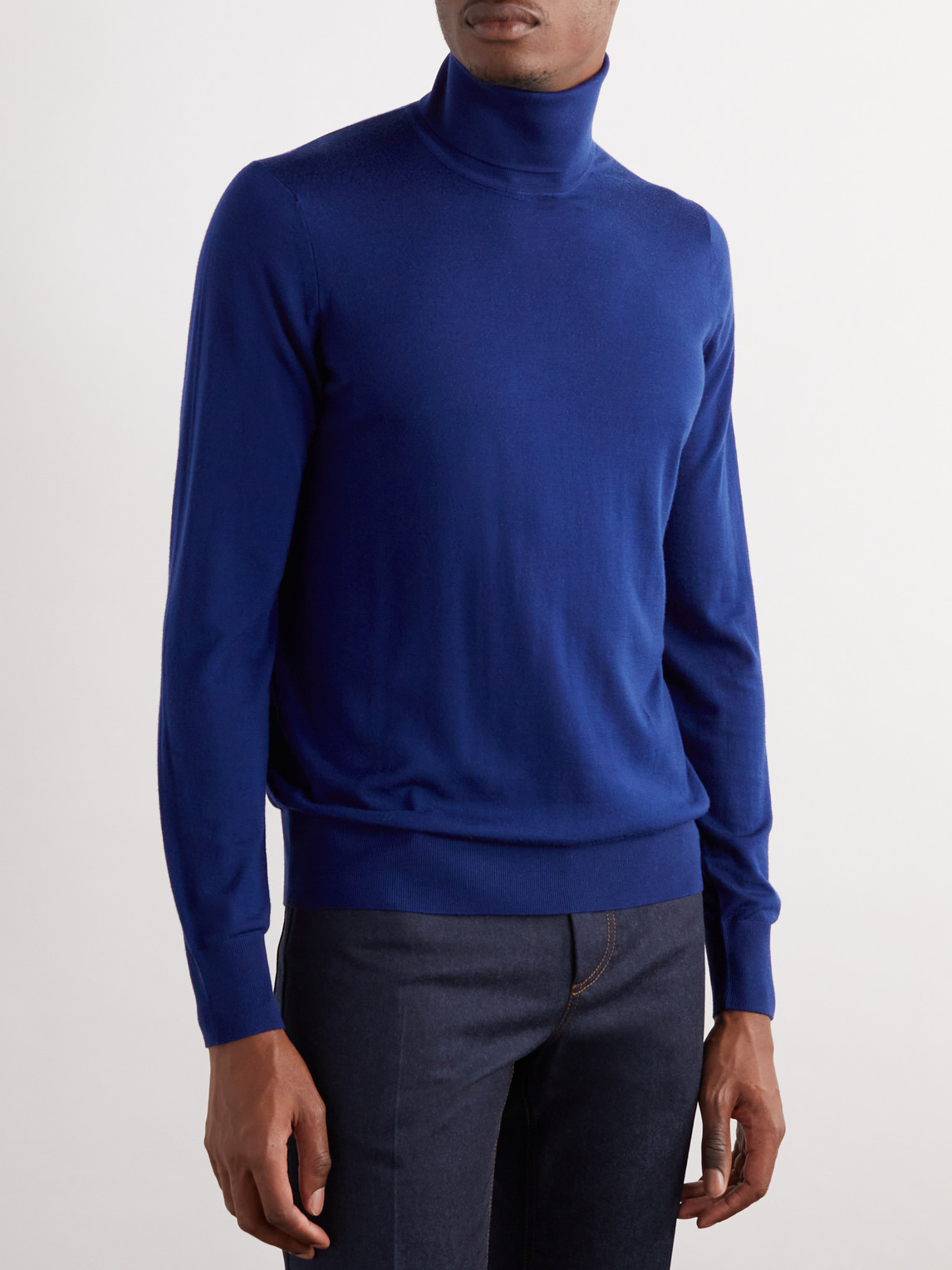 Shop Loro Piana Wish® Virgin Wool Rollneck Sweater In Blue