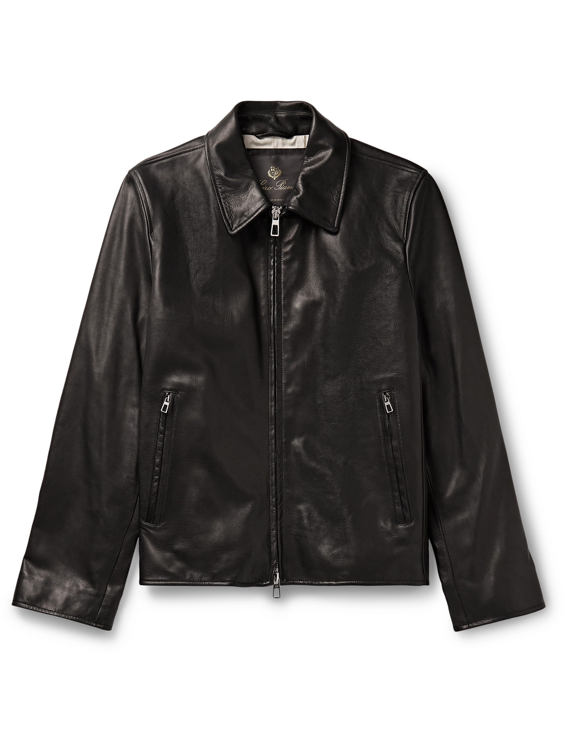 Loro Piana Full-grain Leather Blouson Jacket In Black