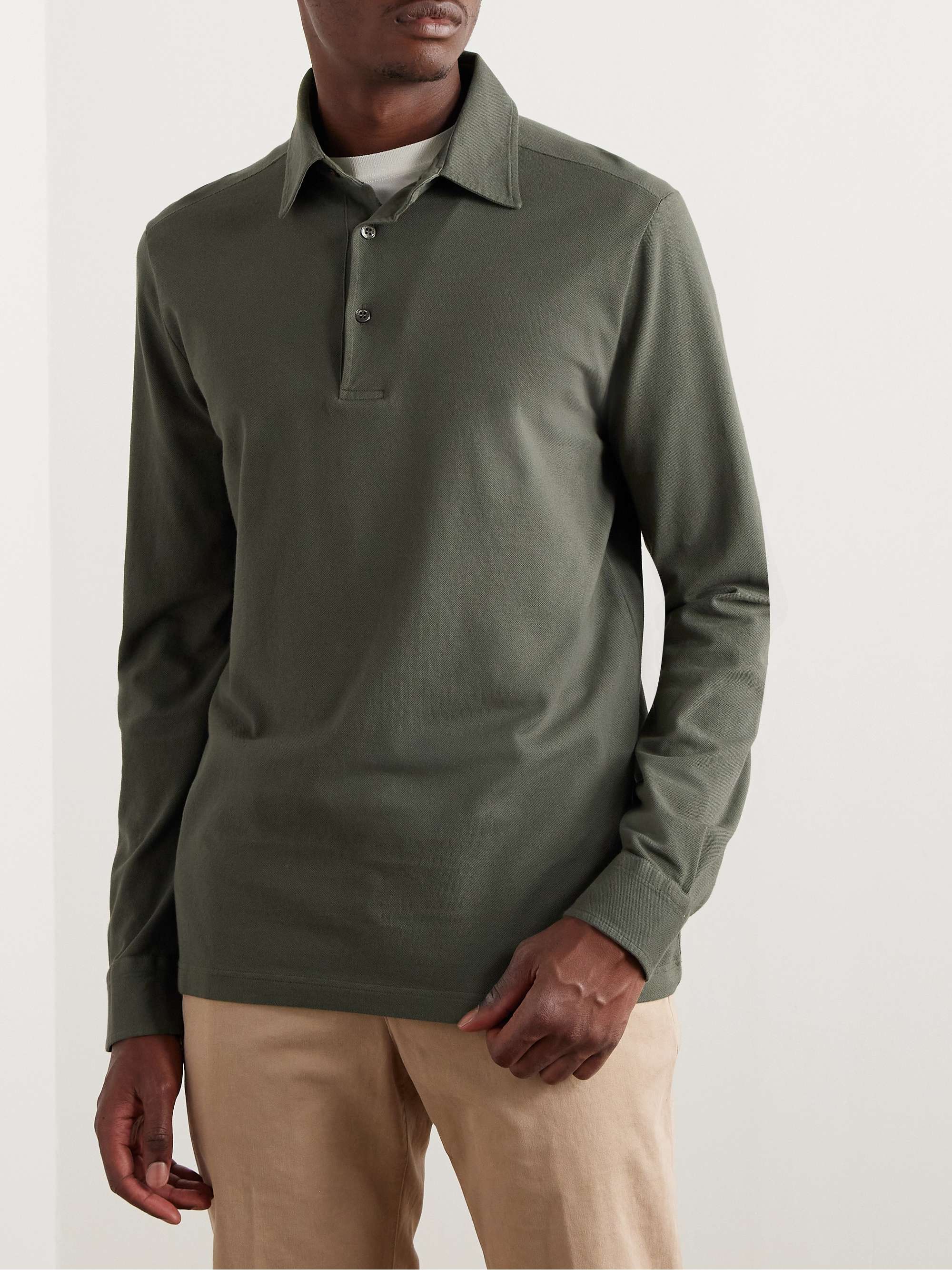 LORO PIANA Cotton-Piqué Polo Shirt