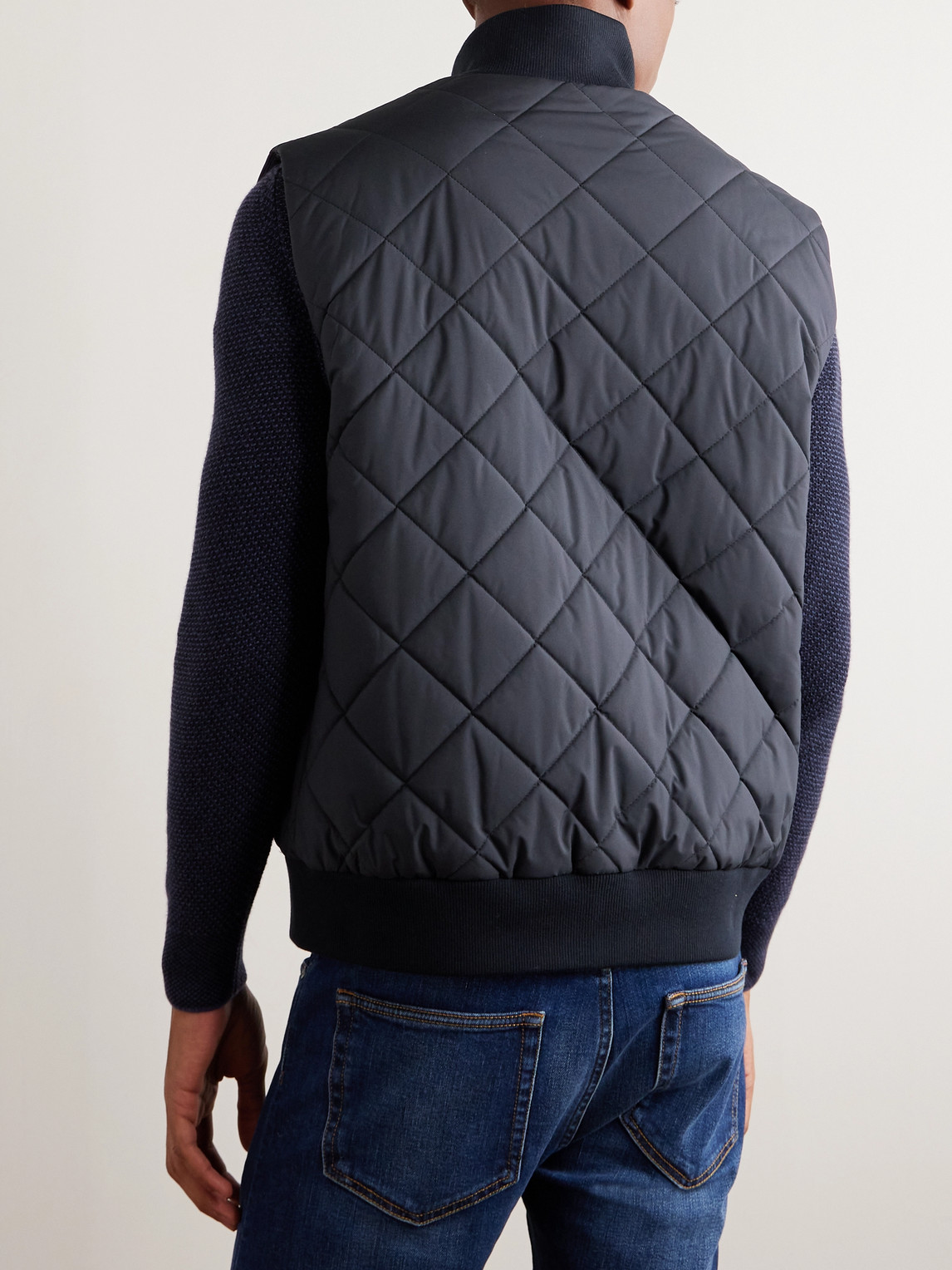 Shop Loro Piana Ampay Quilted Windwish™ Gilet In Blue