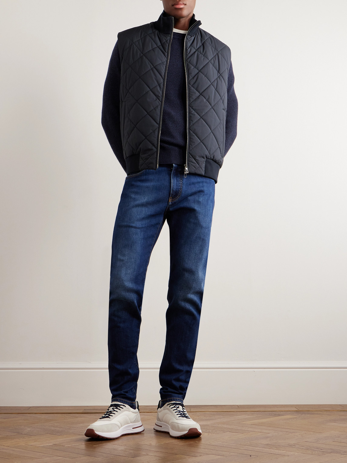 Shop Loro Piana Ampay Quilted Windwish™ Gilet In Blue