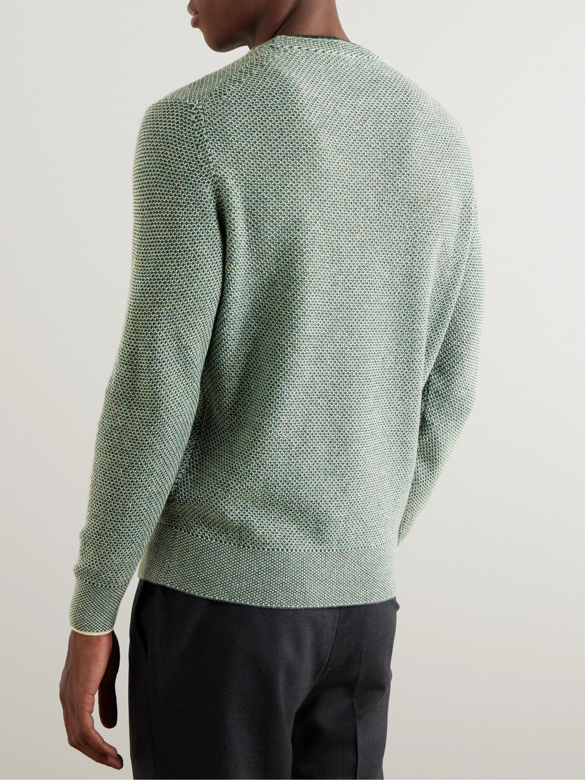 Shop Loro Piana Honeycomb-knit Cashmere Sweater In Green