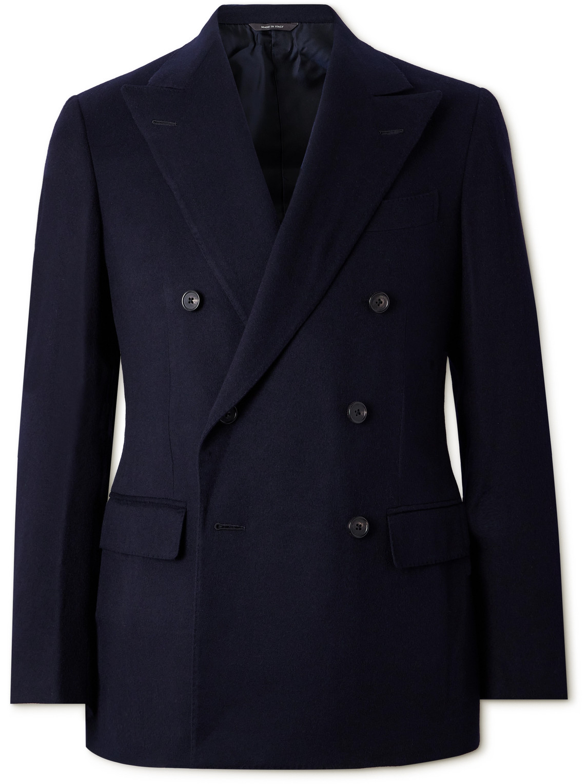 Loro Piana Milano Double-breasted Brushed Cashmere Blazer In Blue