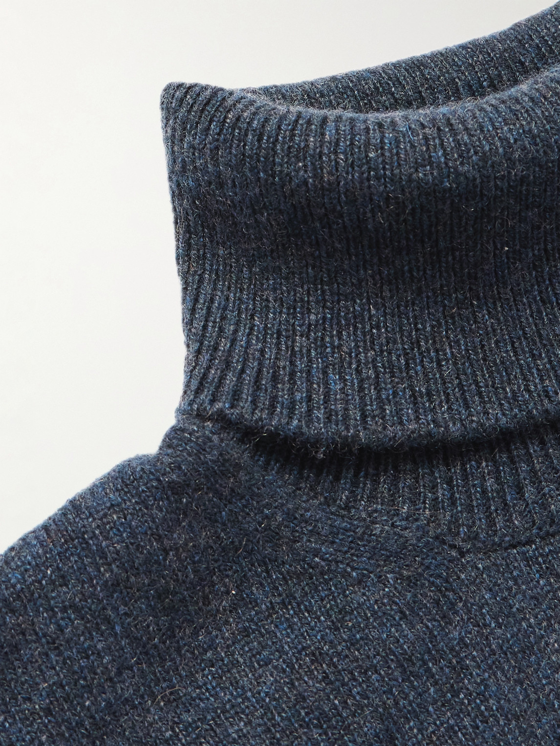 Shop Loro Piana Ribbed Cashmere Rollneck Sweater In Blue