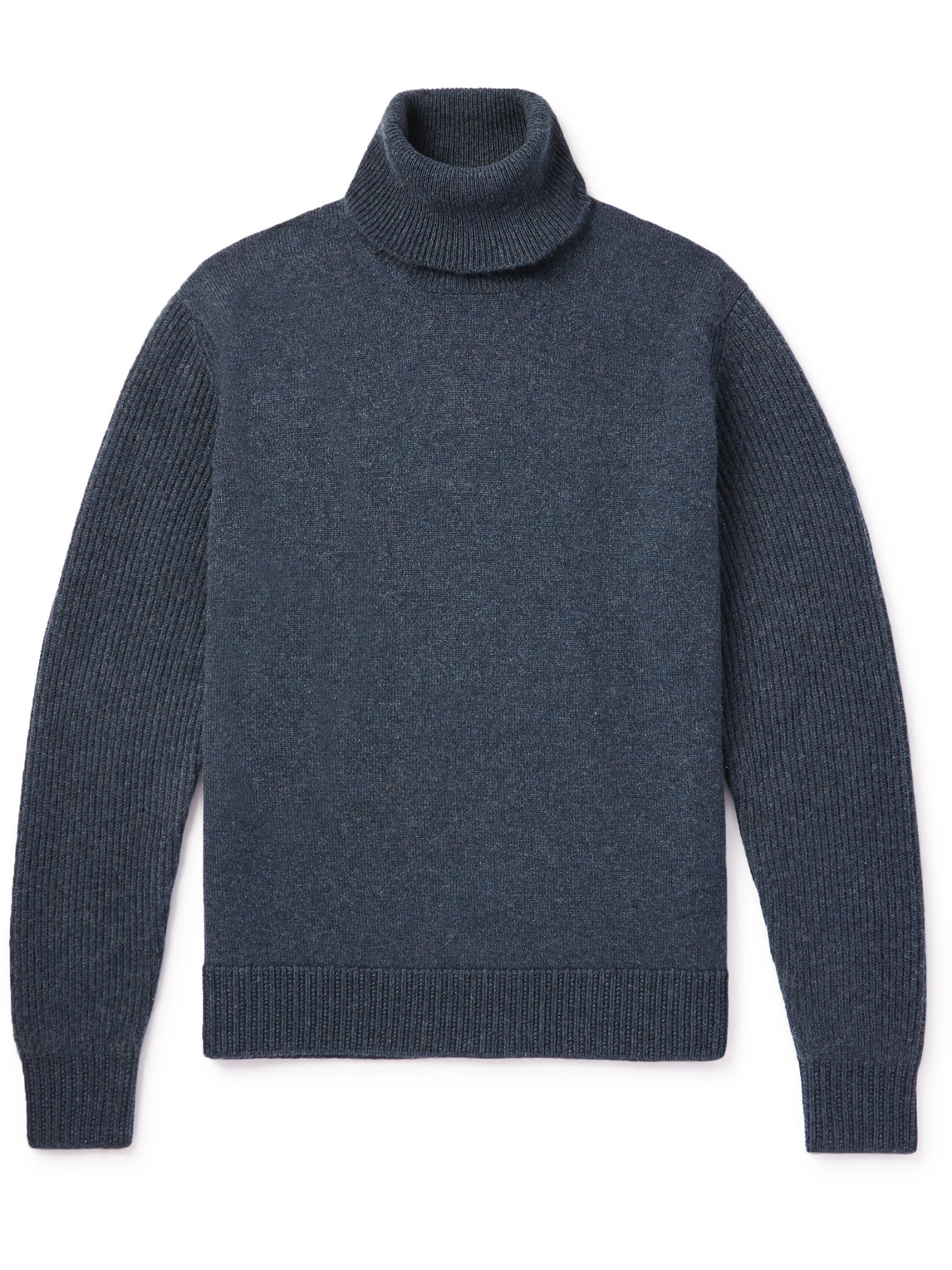 Loro Piana Ribbed Cashmere Rollneck Sweater In Blue