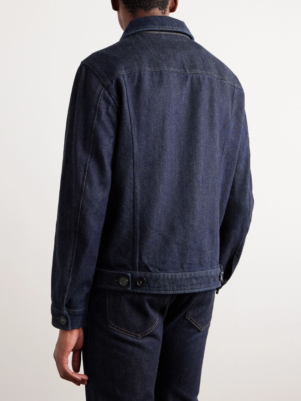 Shop Loro Piana Cotton And Cashmere-blend Denim Jacket In Blue