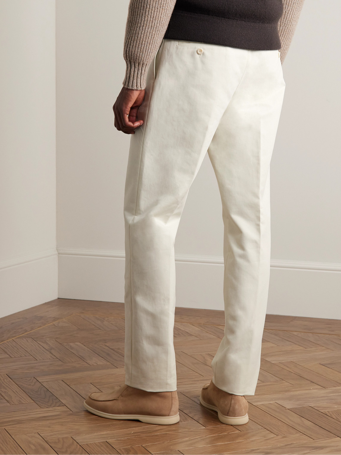 Loro Piana City Slim-fit Tapered Pleated Double-faced Cotton Trousers In Neutrals