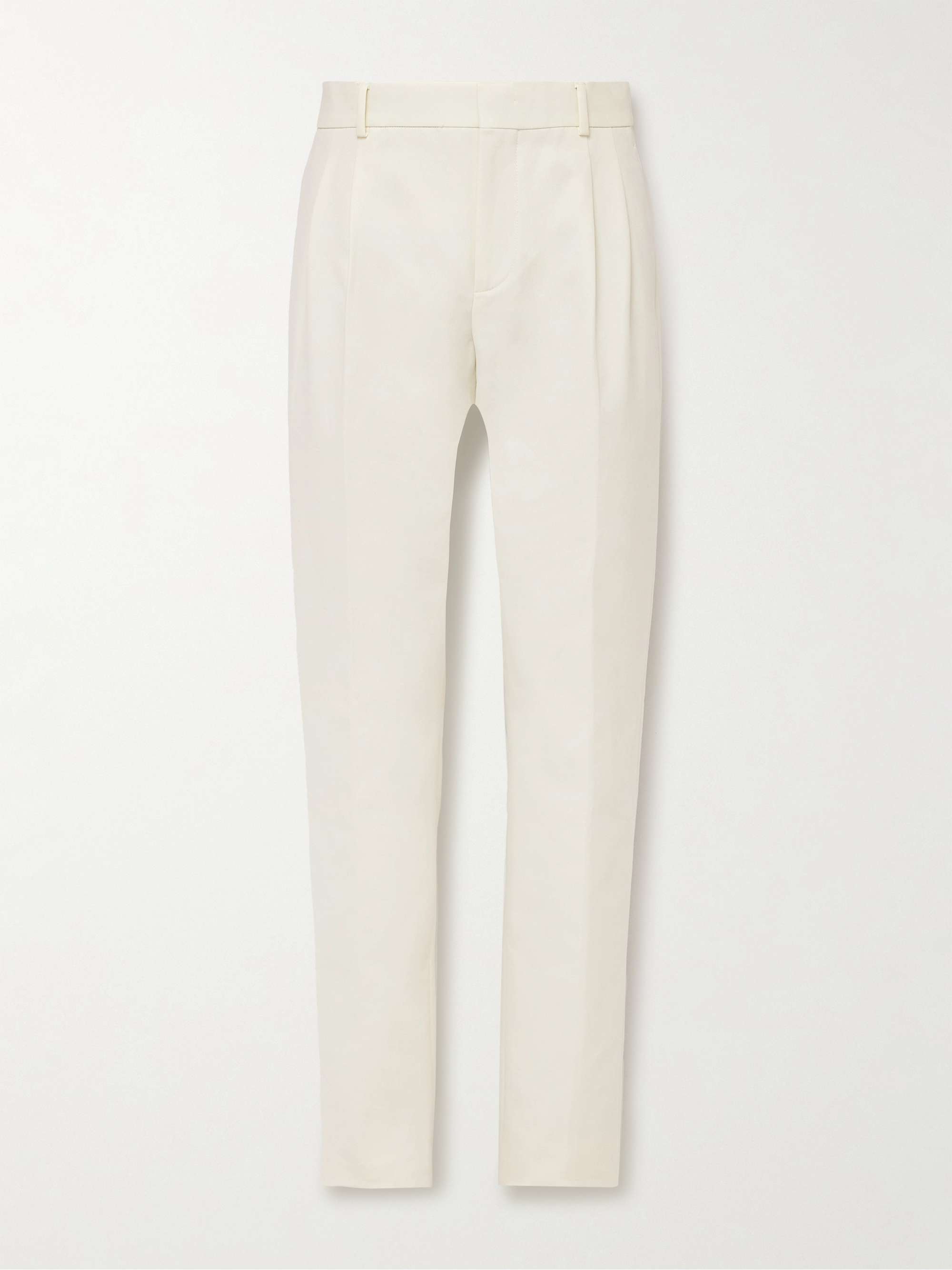 LORO PIANA City Slim-Fit Tapered Pleated Double-Faced Cotton