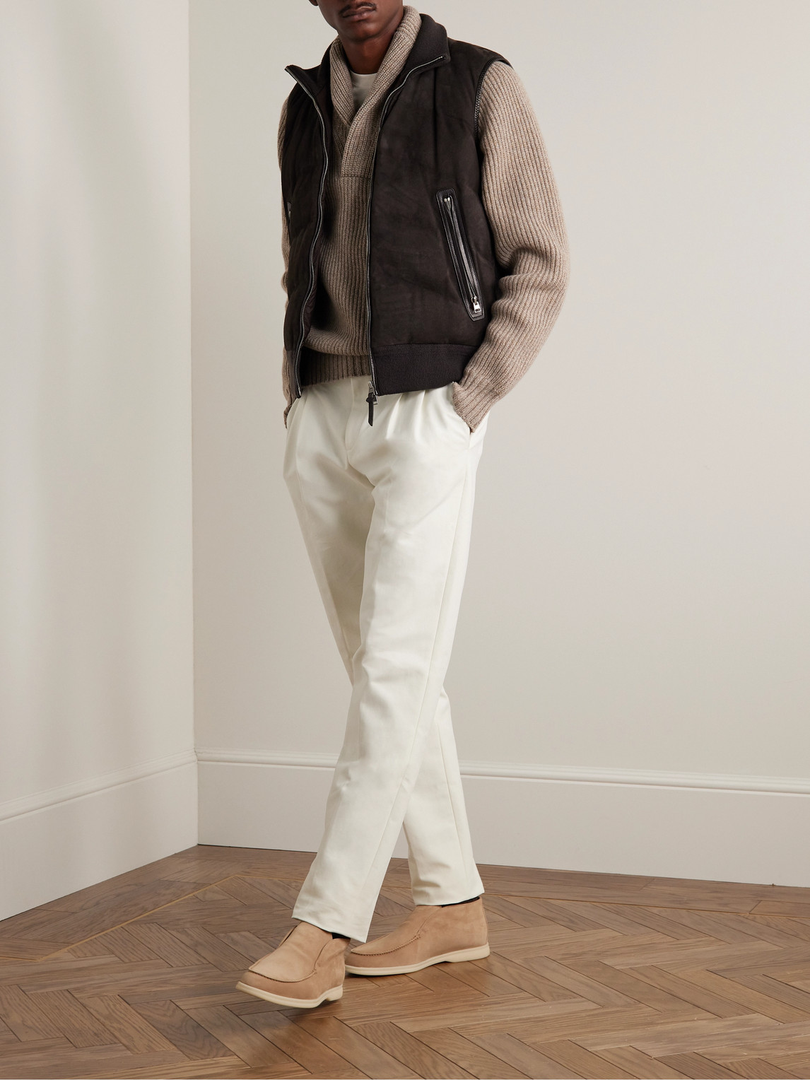 Loro Piana City Slim-fit Tapered Pleated Double-faced Cotton Trousers In Neutrals