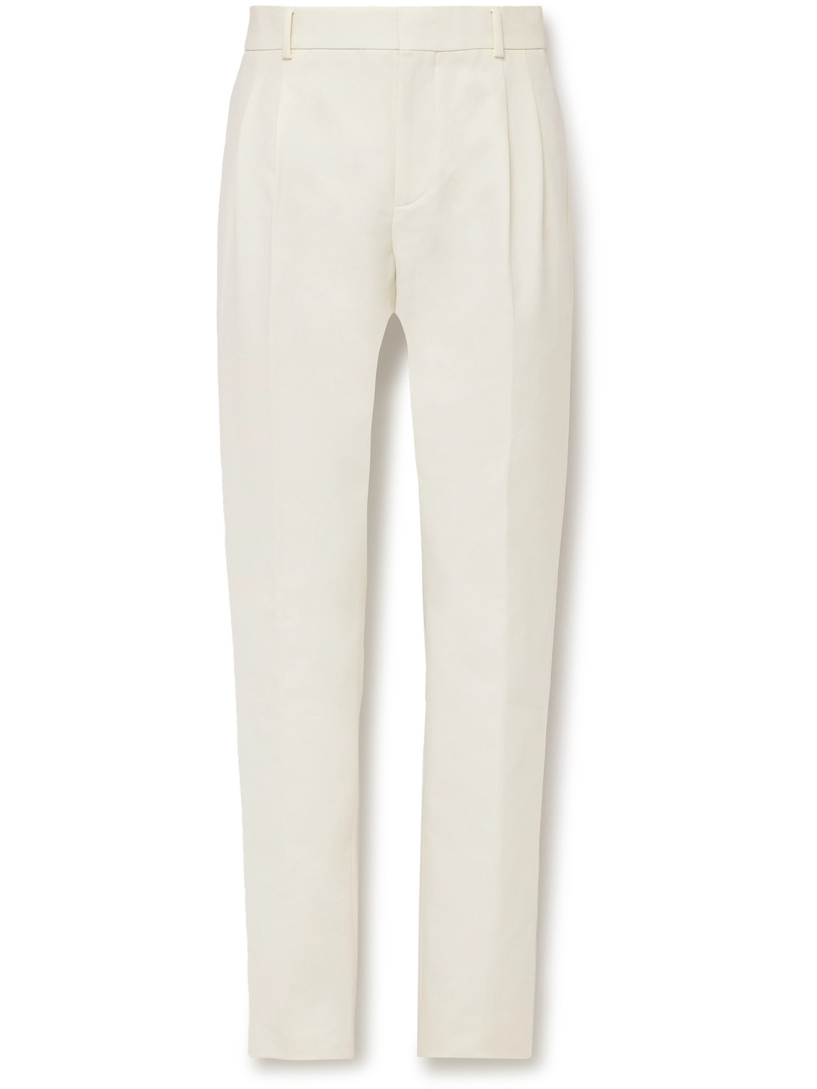Loro Piana City Slim-fit Tapered Pleated Double-faced Cotton Trousers In Neutrals