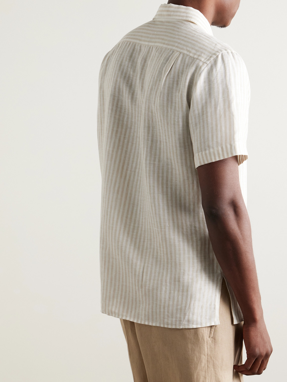 Loro Piana Andre Striped Linen Shirt In White