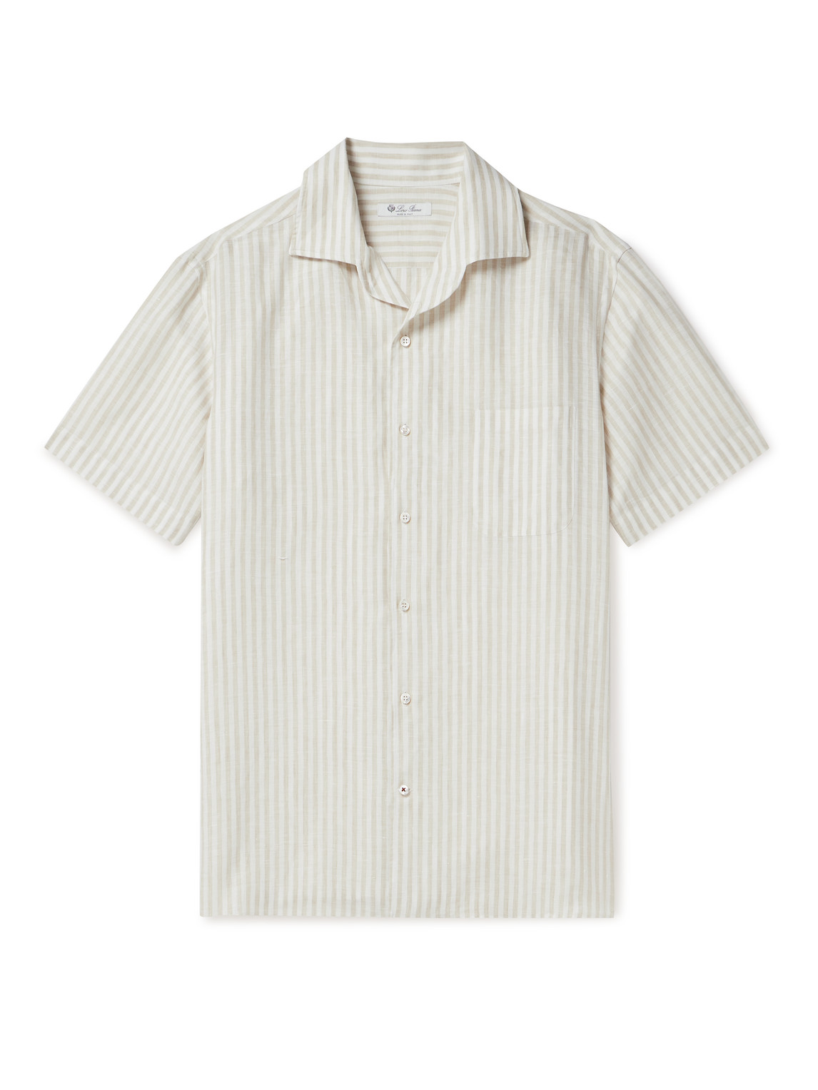 Loro Piana Andre Striped Linen Shirt In White