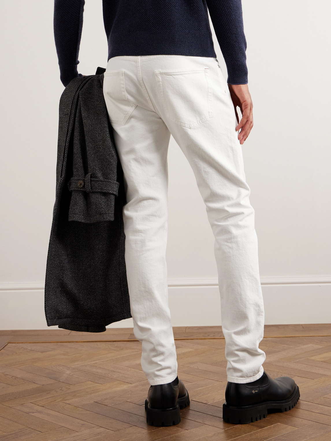 Shop Loro Piana New York Slim-fit Straight-leg Jeans In White