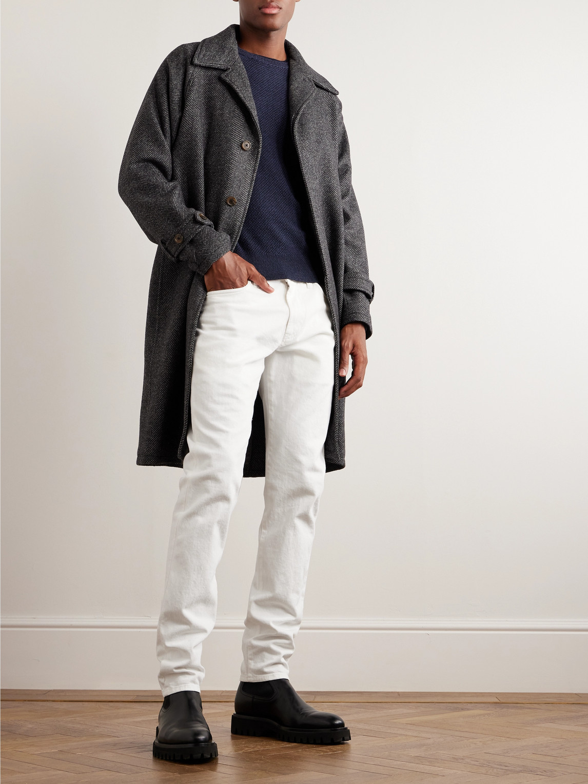 Shop Loro Piana New York Slim-fit Straight-leg Jeans In White