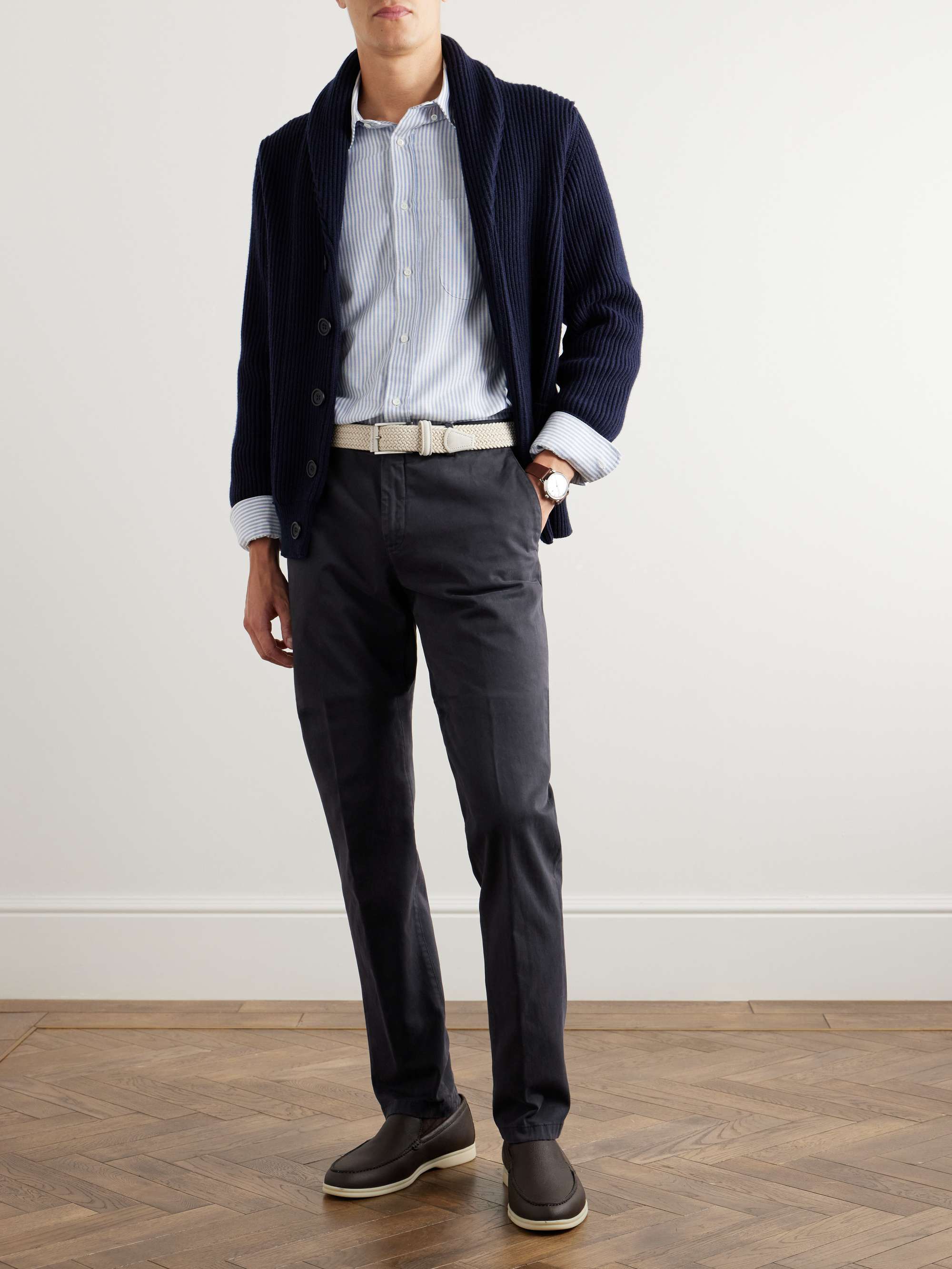 Charcoal Straight-Leg Cotton-Blend Twill Chinos | LORO PIANA