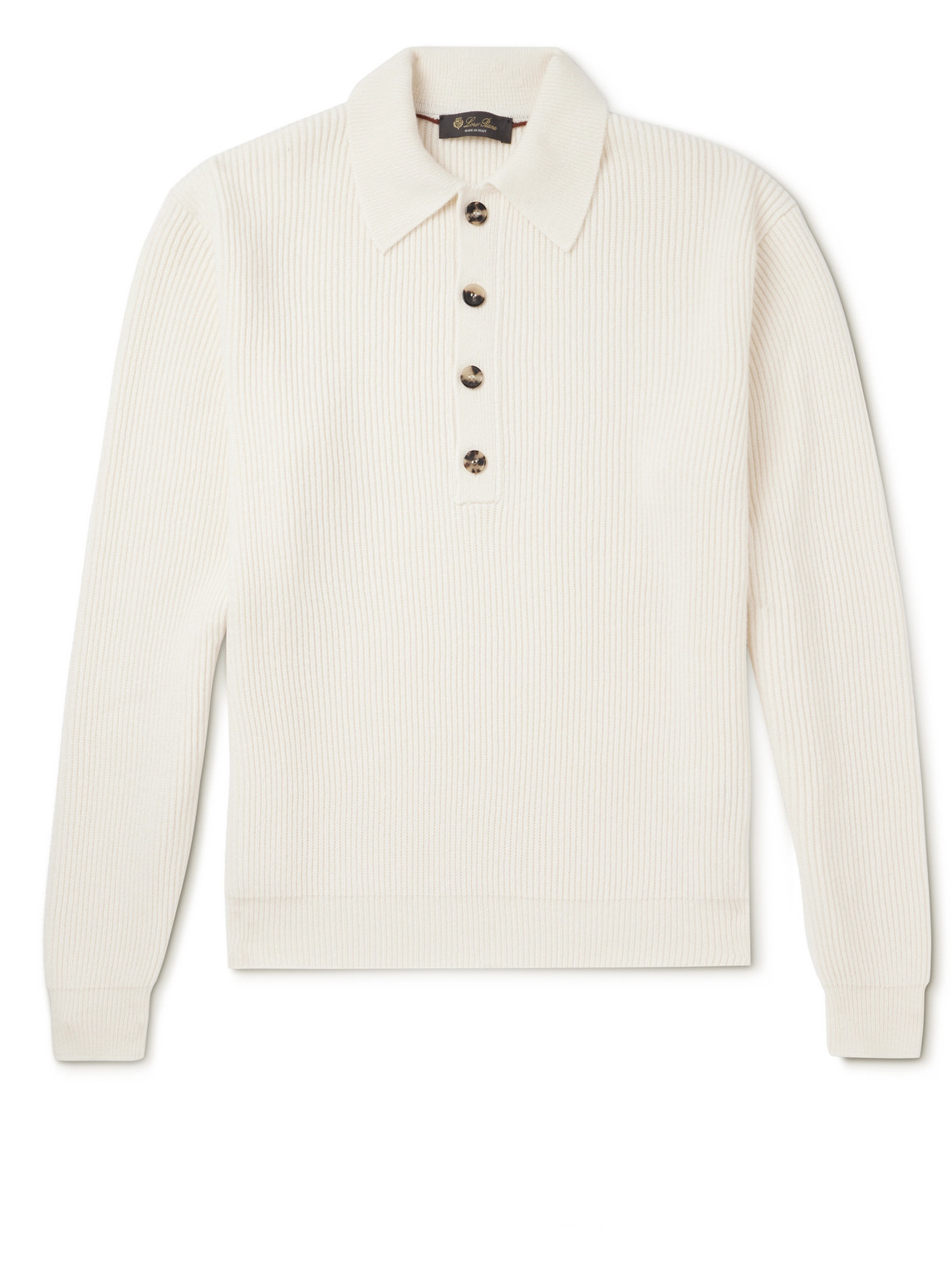 Loro Piana Leth Ribbed Cashmere Polo Shirt In Neutrals