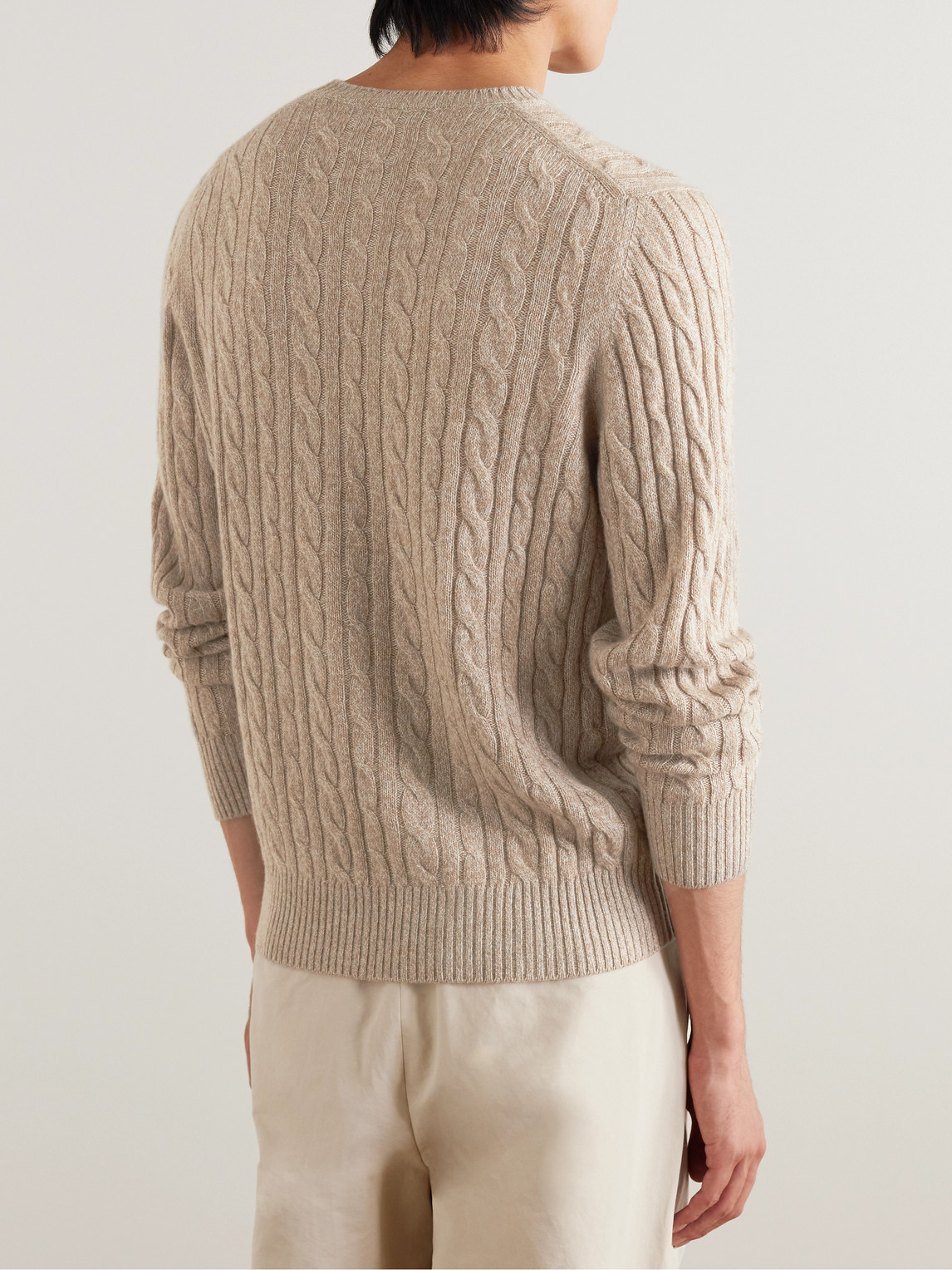 Shop Loro Piana Slim-fit Cable-knit Cashmere Sweater In Neutrals