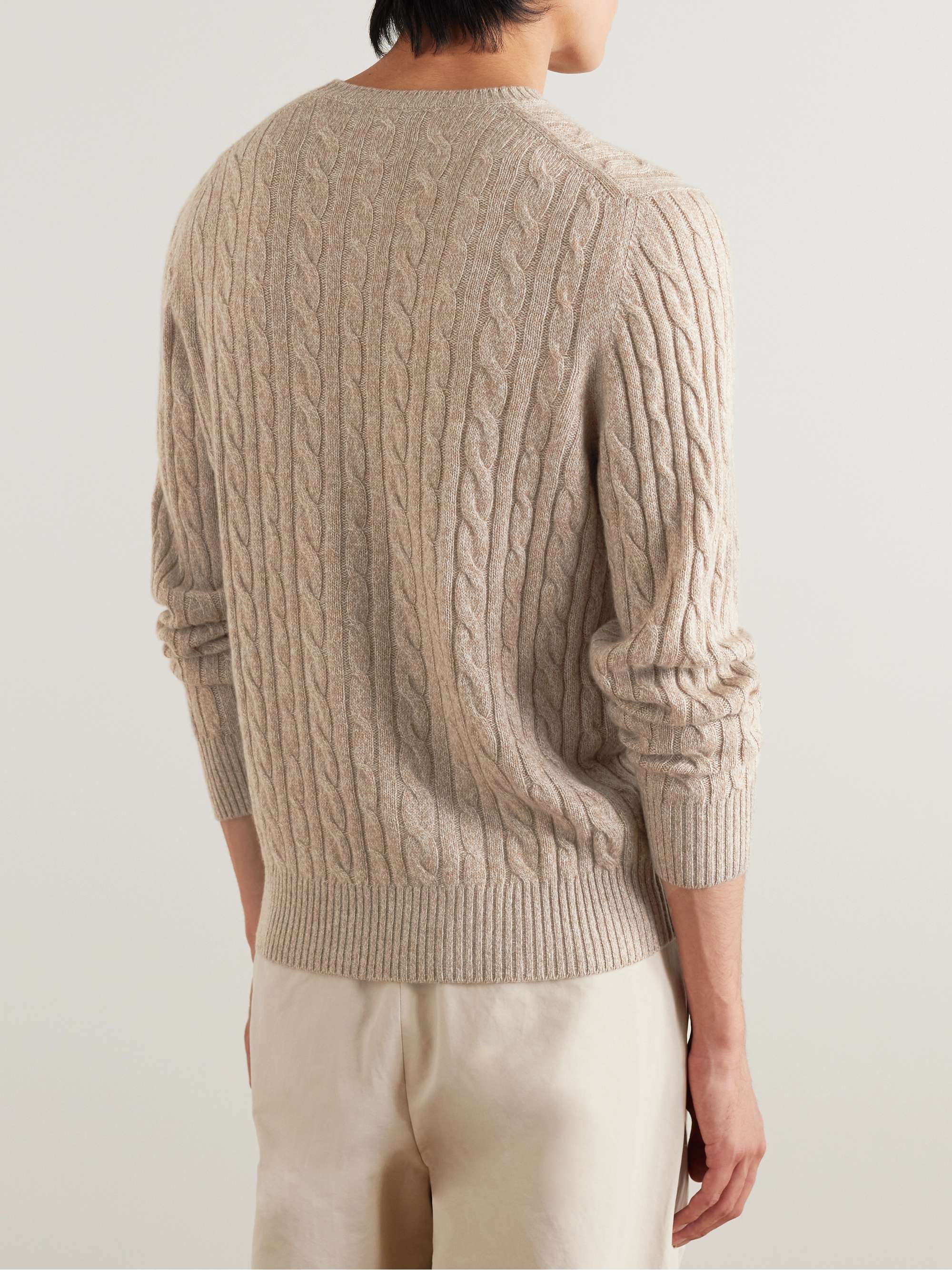 LORO PIANA Girocollo Slim-Fit Cable-Knit Baby Cashmere Sweater