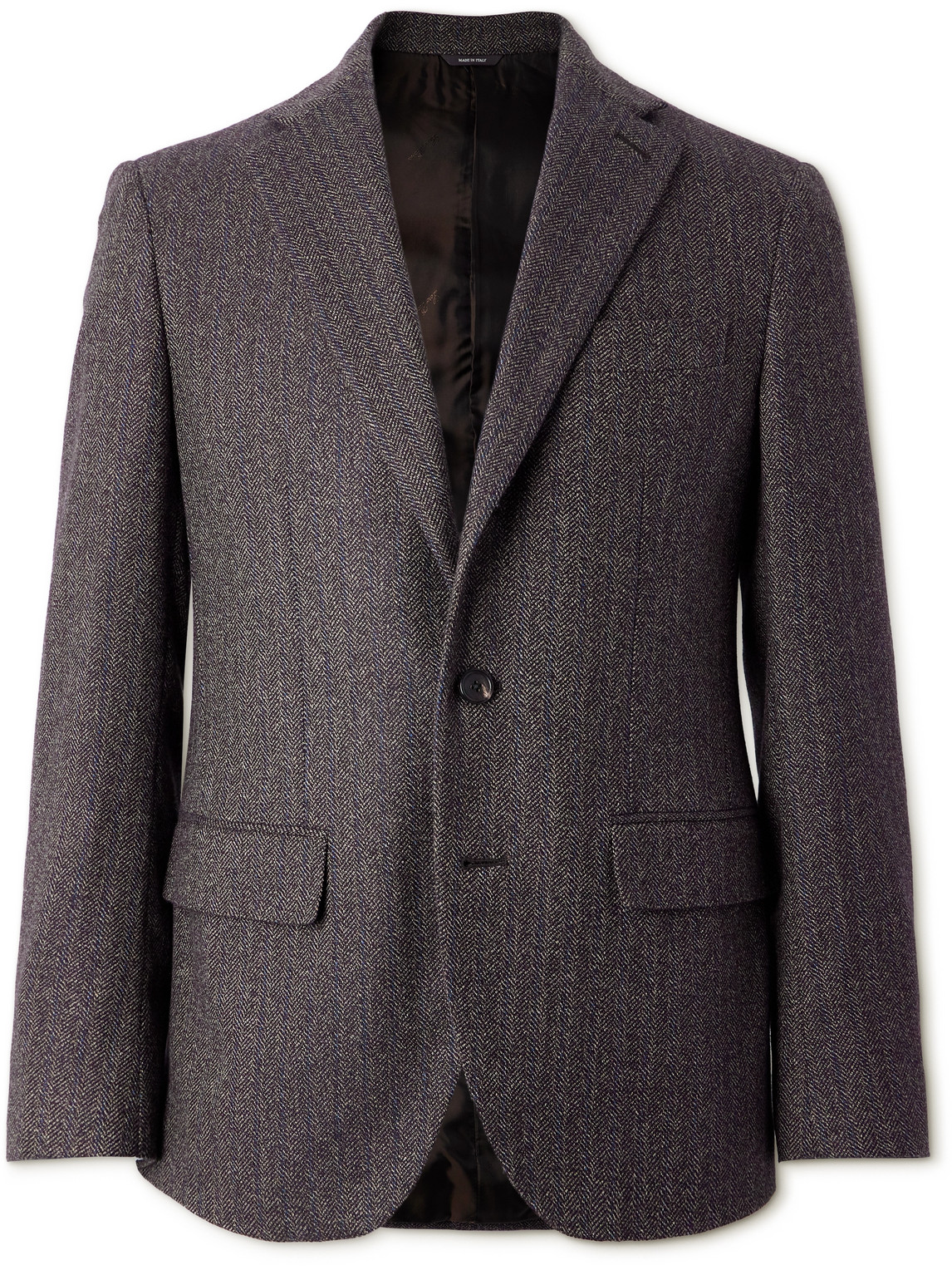Loro Piana Torino Pinstripe Herringbone Cashmere-tweed Blazer In Brown
