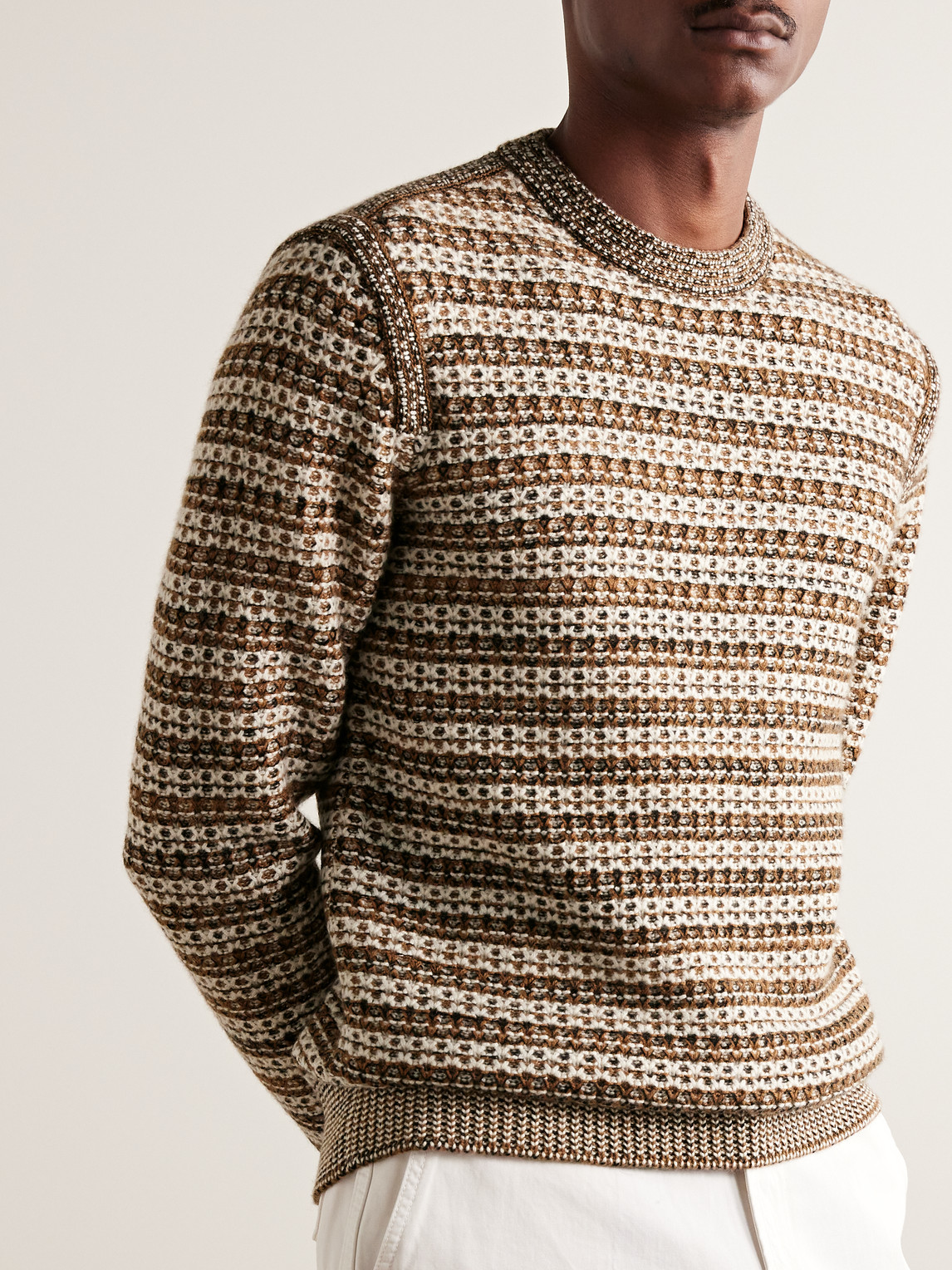 Shop Loro Piana Mancora Slim-fit Cashmere Sweater In Brown