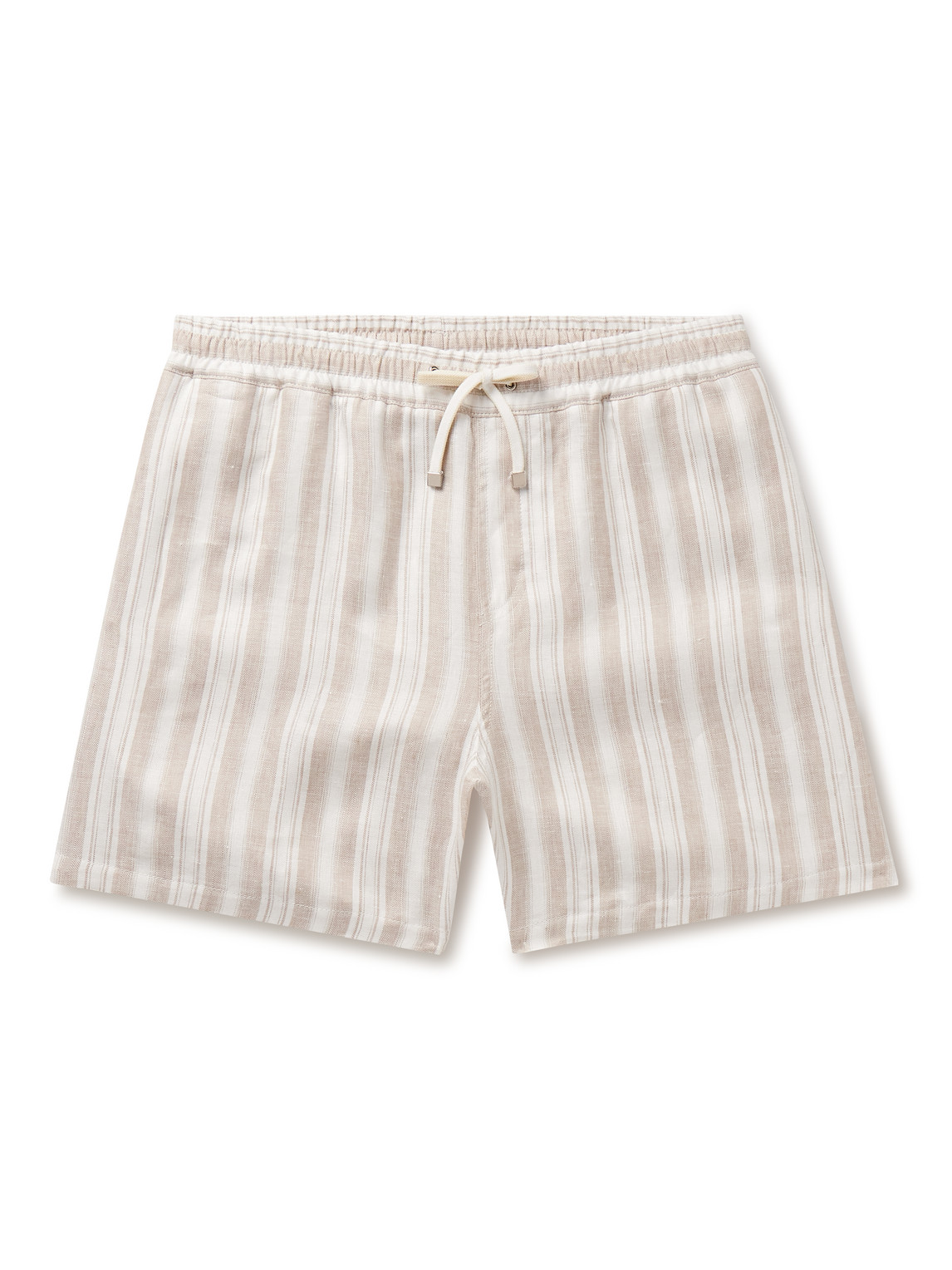 Loro Piana Bermuda Bay Straight-leg Striped Linen Drawstring Shorts In Neutrals