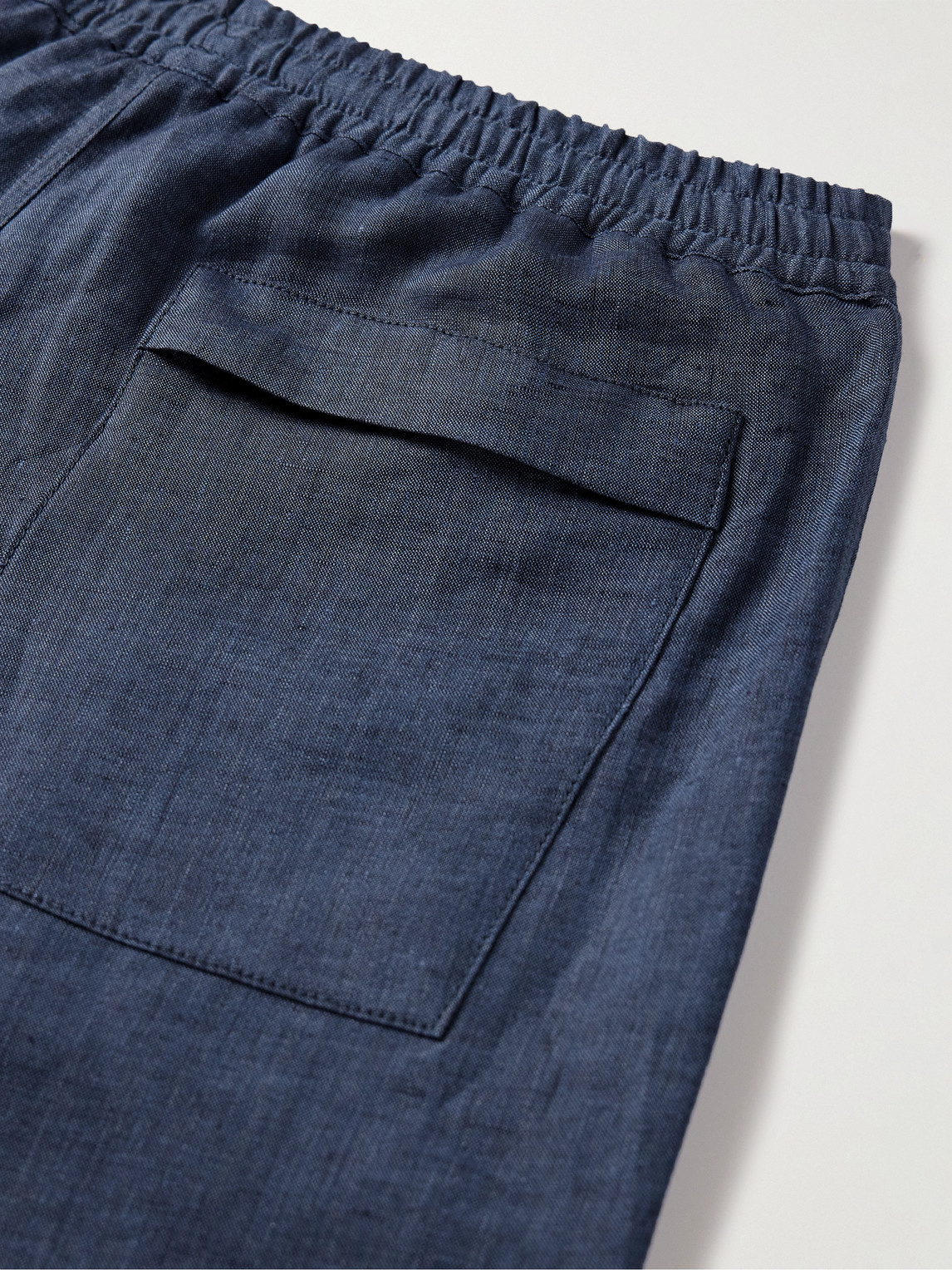 Shop Loro Piana Arizona Straight-leg Linen Drawstring Bermuda Shorts In Blue