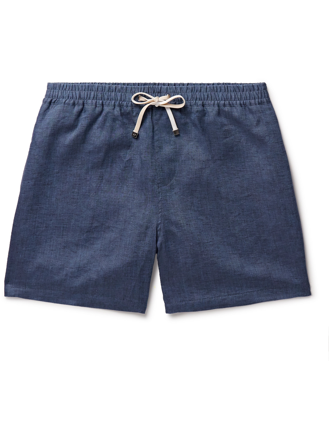 Loro Piana Arizona Straight-leg Linen Drawstring Bermuda Shorts In Blue