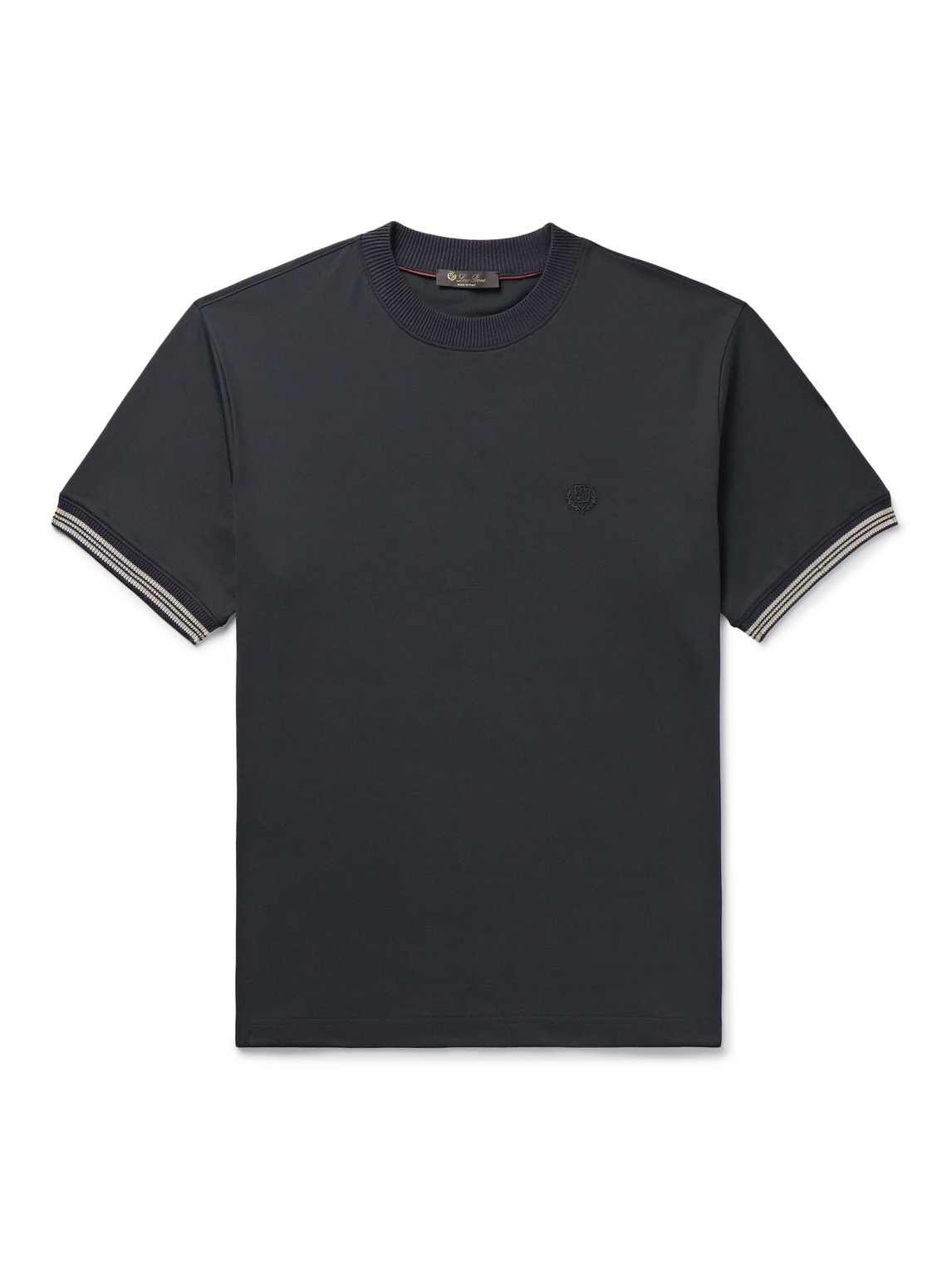 Loro Piana Logo-embroidered Cotton-jersey T-shirt In Blue