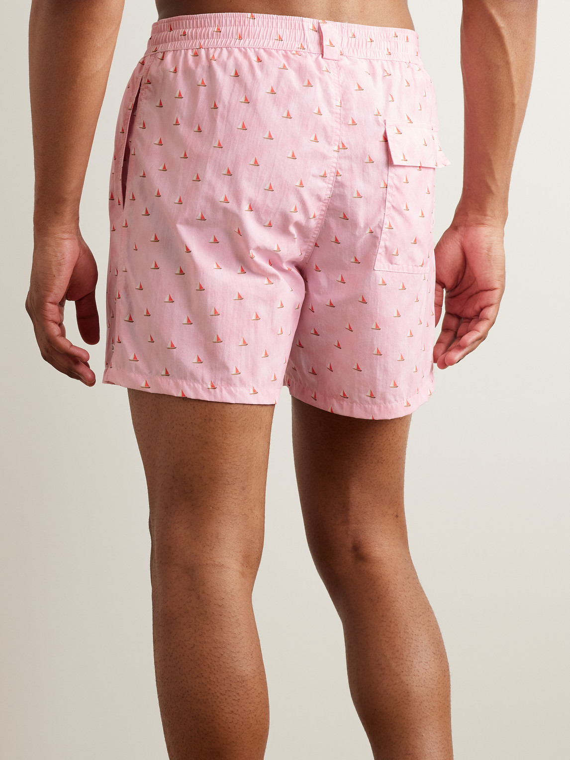 Shop Loro Piana Bay Straight-leg Mid-length Printed Swim Shorts In Pink