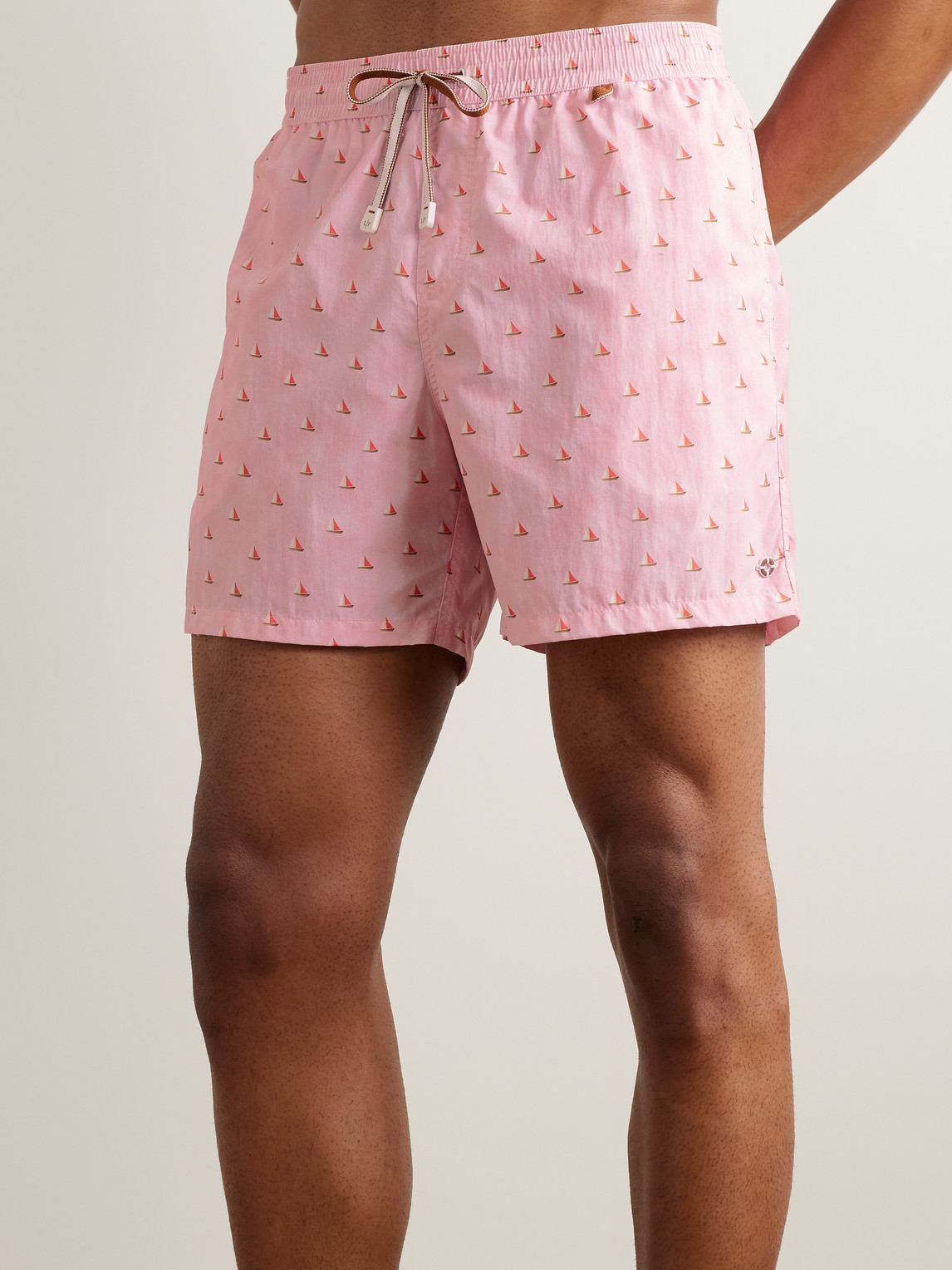 Shop Loro Piana Bay Straight-leg Mid-length Printed Swim Shorts In Pink