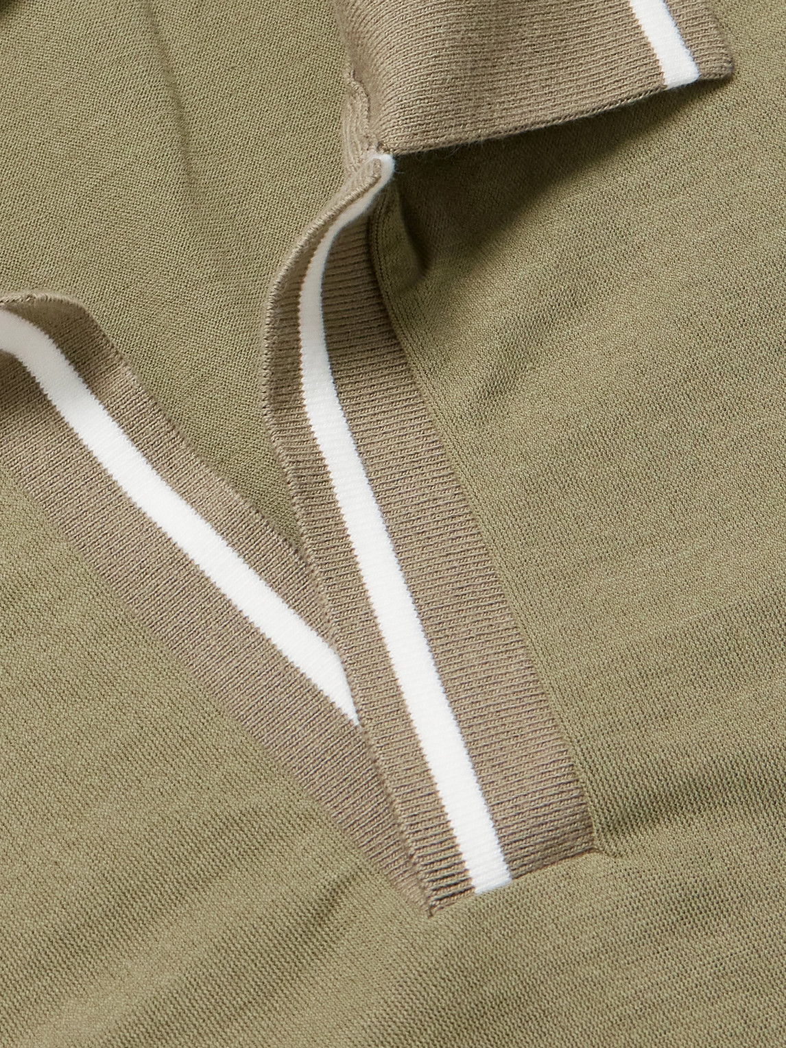Shop Loro Piana Open-collar Cotton Polo Shirt In Green
