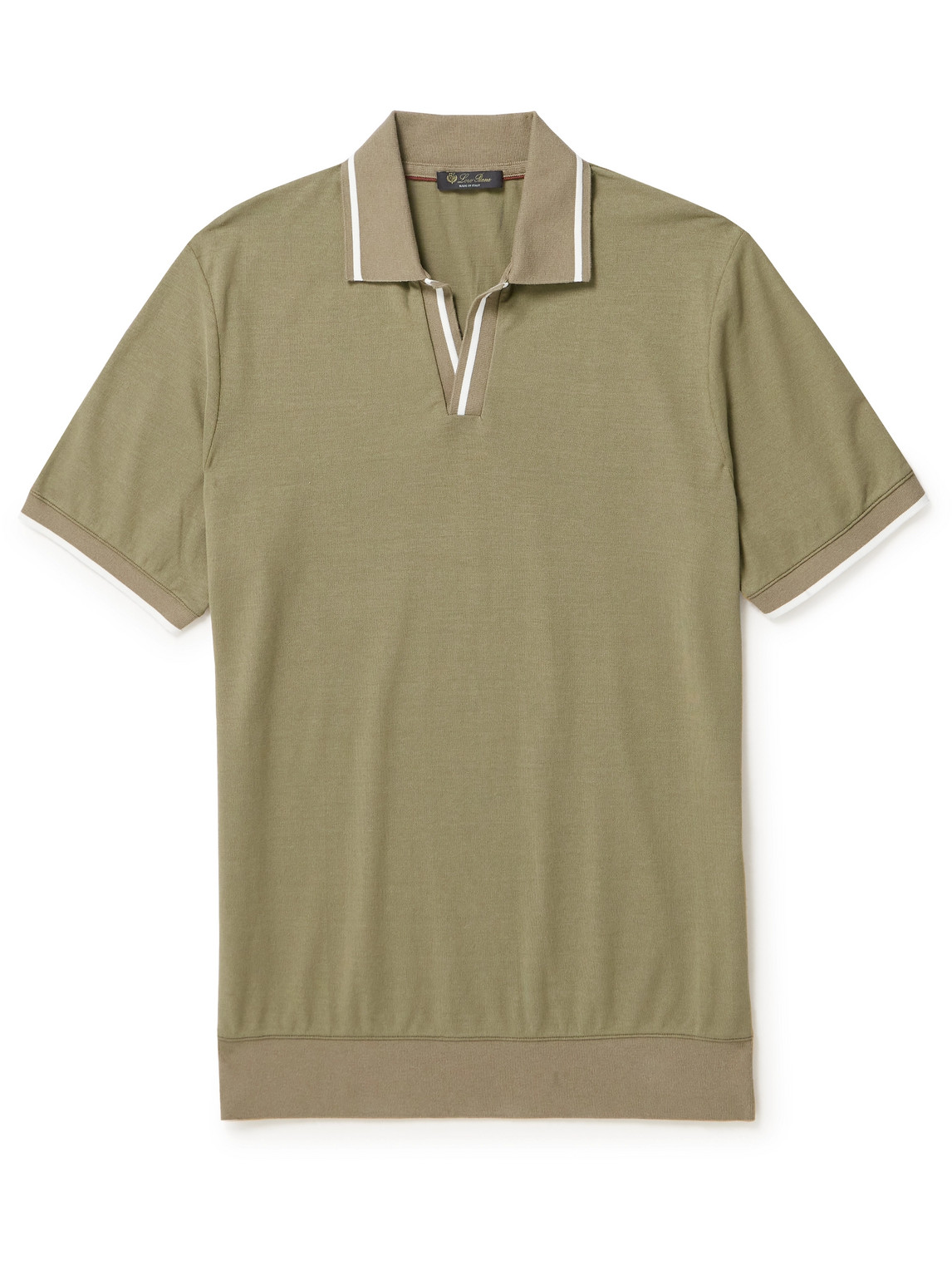 Shop Loro Piana Open-collar Cotton Polo Shirt In Green