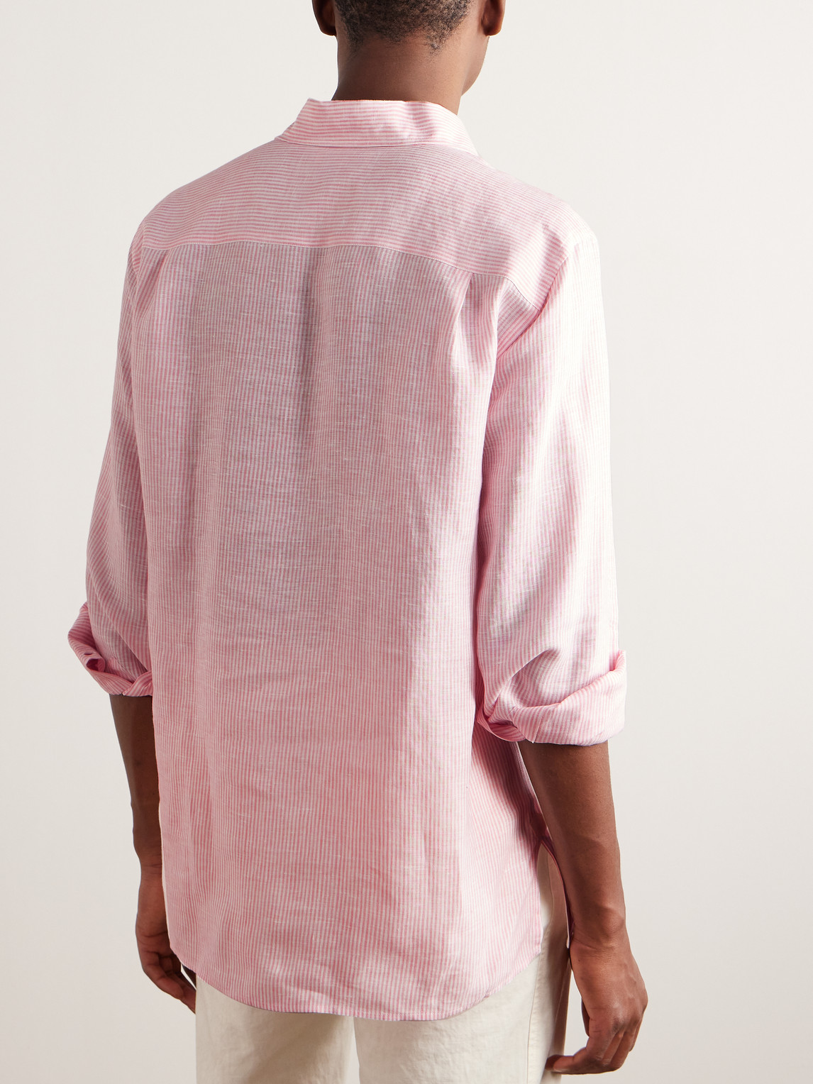 Loro Piana André Striped Linen Shirt In Pink