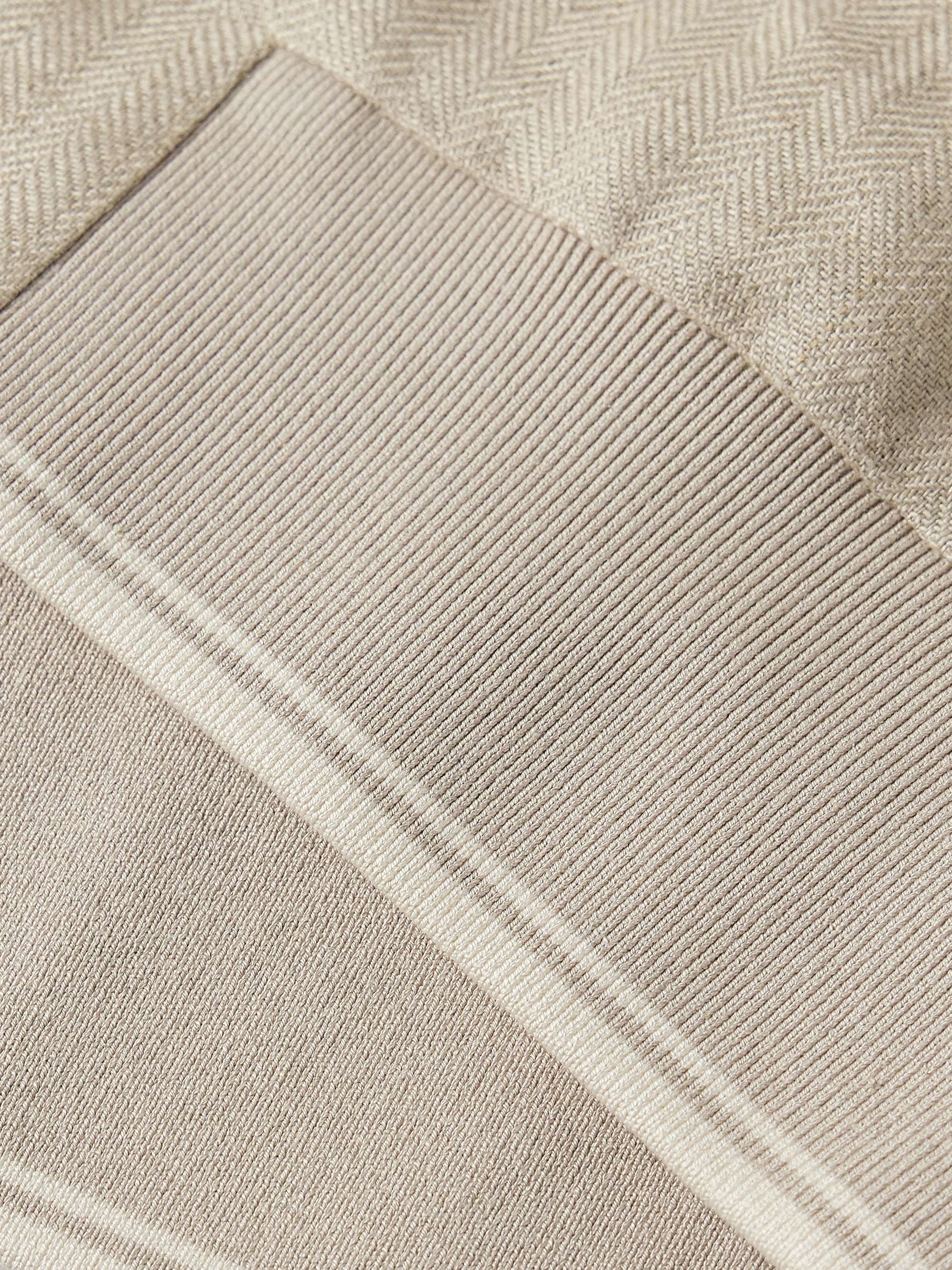 LORO PIANA Herringbone and Waffle-Knit Linen Bomber Jacket