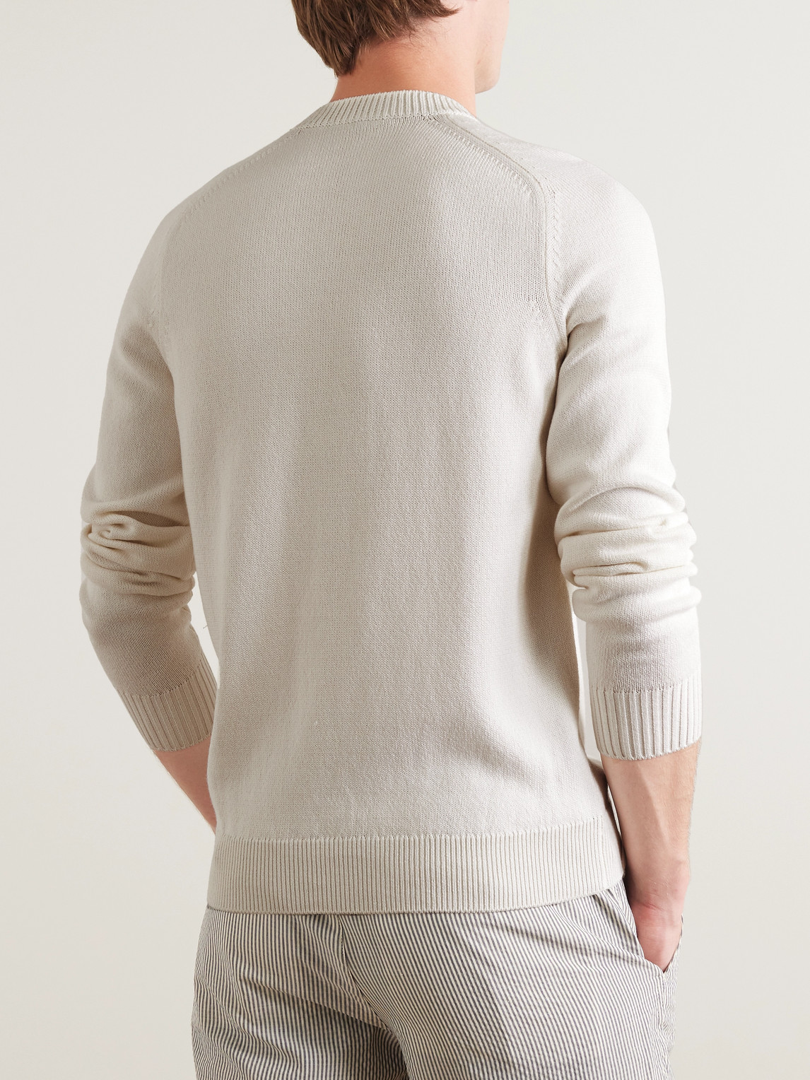 Shop Loro Piana Cotton And Silk-blend Sweater In White