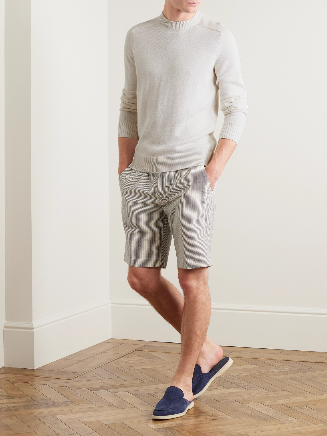 Shop Loro Piana Cotton And Silk-blend Sweater In White