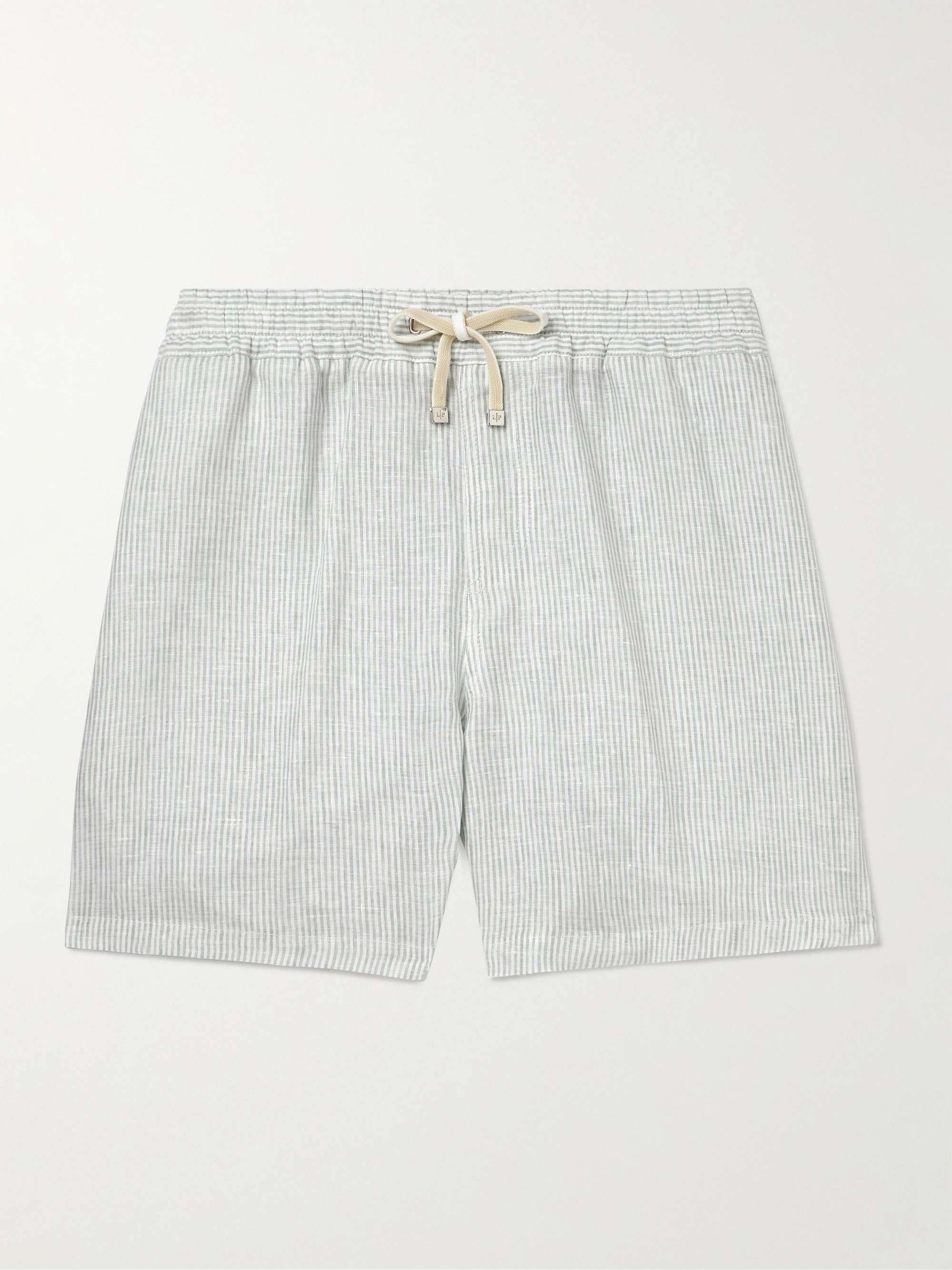 LORO PIANA Straight-Leg Striped Linen Drawstring Shorts for Men | MR PORTER