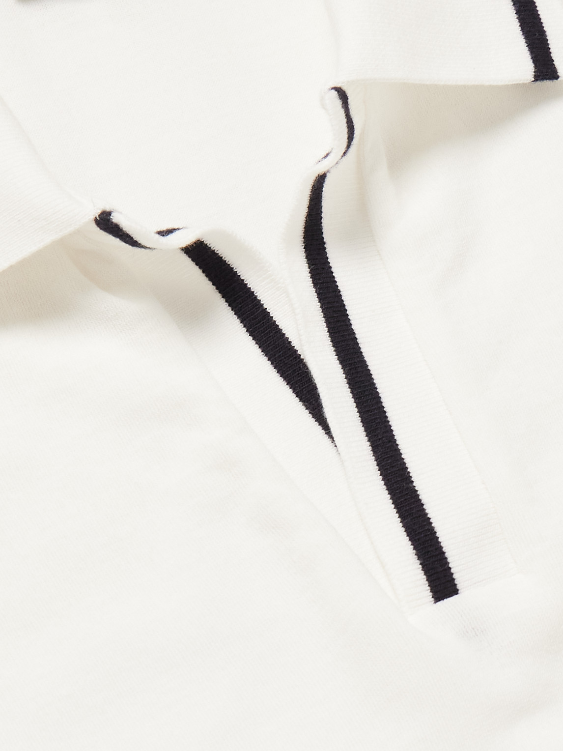 Shop Loro Piana Contrast-tipped Cotton Polo Shirt In White