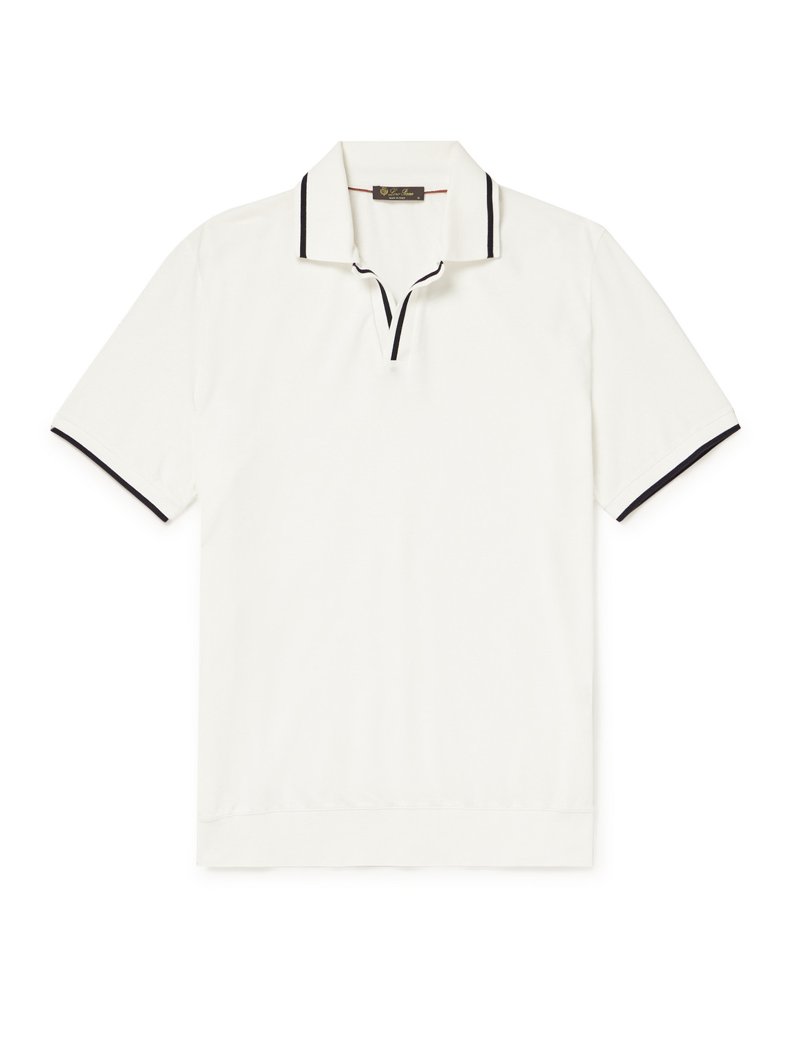 Loro Piana Contrast-tipped Cotton Polo Shirt In White